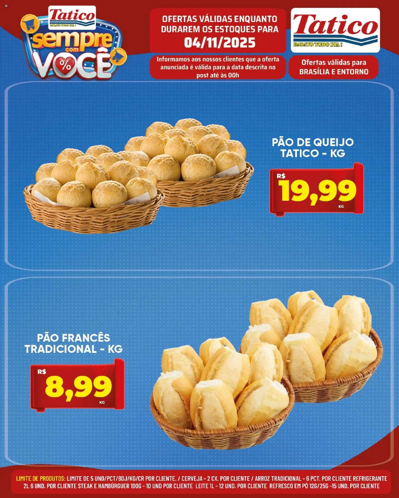 Tatico Folheto - válido de 04.11.2025 | Página: 10 | Produtos: Leite, Queijo, Arroz, Pão de queijo
