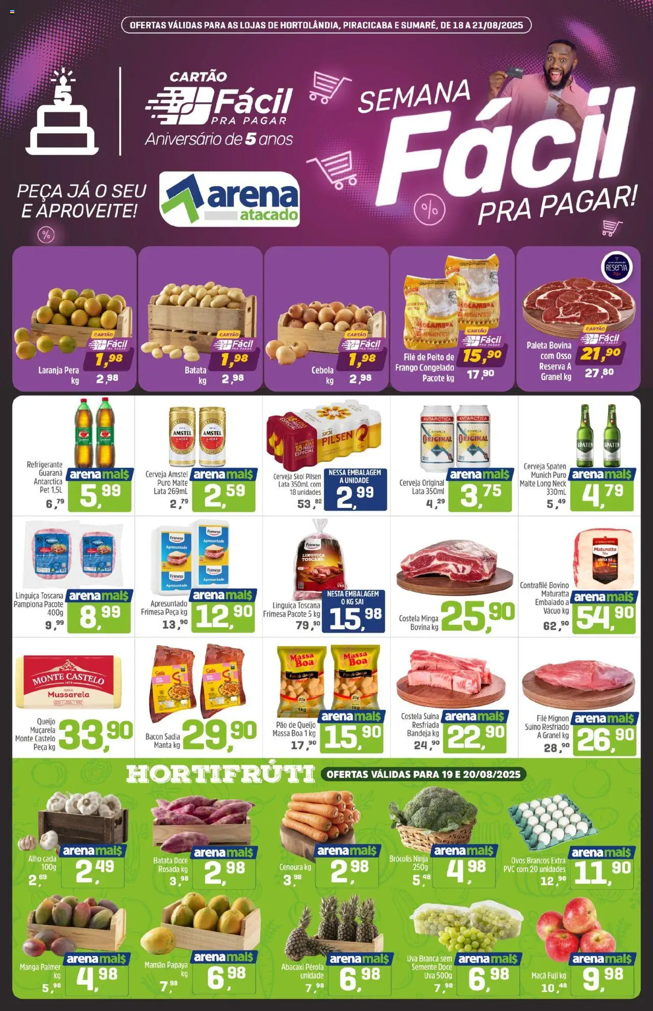 Arena Atacado Folheto - válido de 18.08.2025 | Página: 1 | Produtos: Alho, Cebola, Queijo, Batata