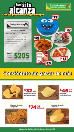 Vista previa de Bodega Aurrerá folleto Consiéntete sin gastar de más, nuevo folleto de la tienda, válido en México a partir del 24.04.2026