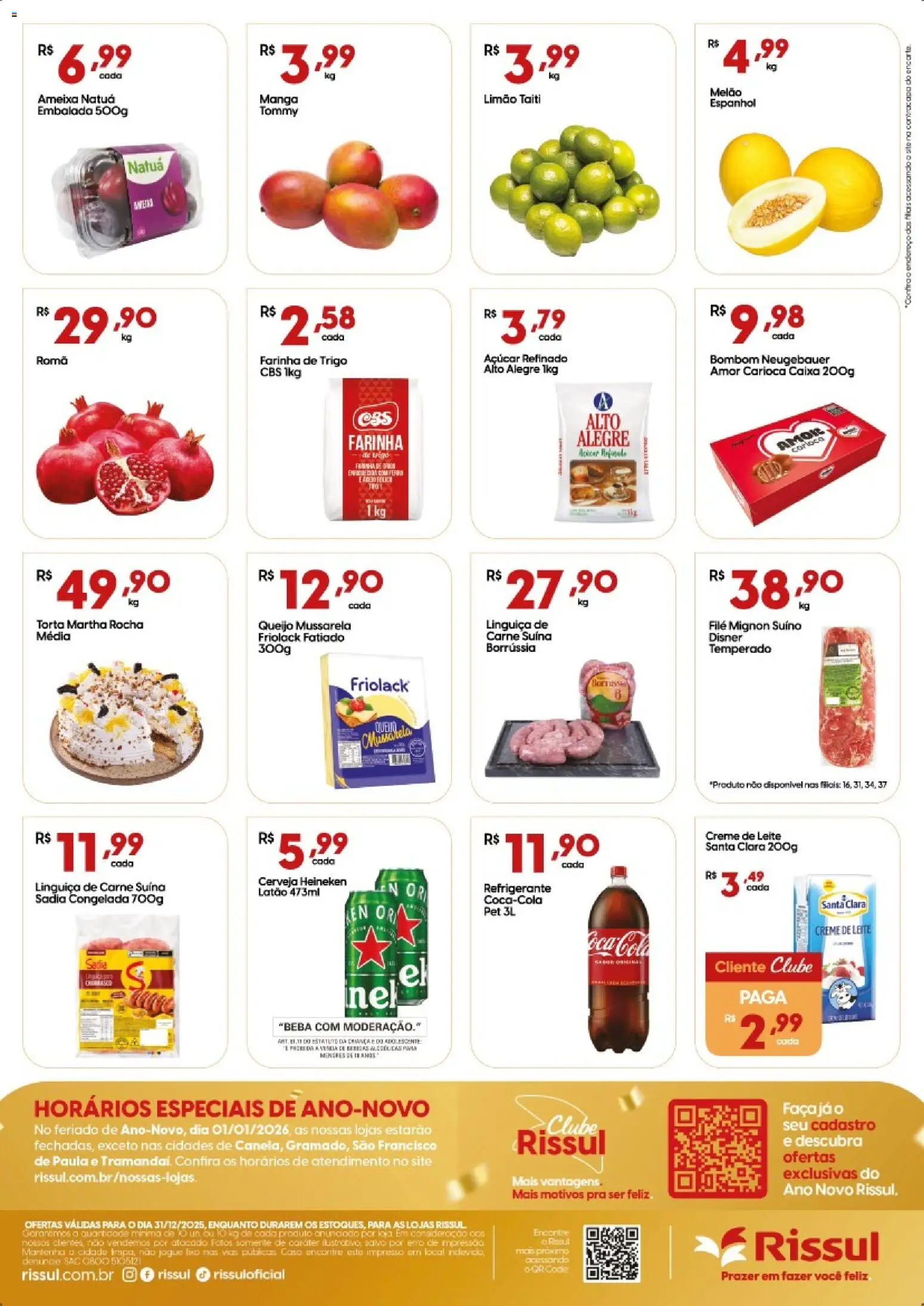 Rissul Folheto - válido de 31.12.2025 | Página: 2 | Produtos: Linguiça, Açúcar, Creme de leite, Bombom