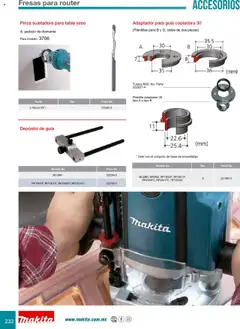 Vista previa de Makita catálogo Accesorios, nuevo folleto de la tienda, válido en México a partir del 08.07.2024 | Página: 232 | Productos: Tuerca, Fresas, Cable, Adaptador