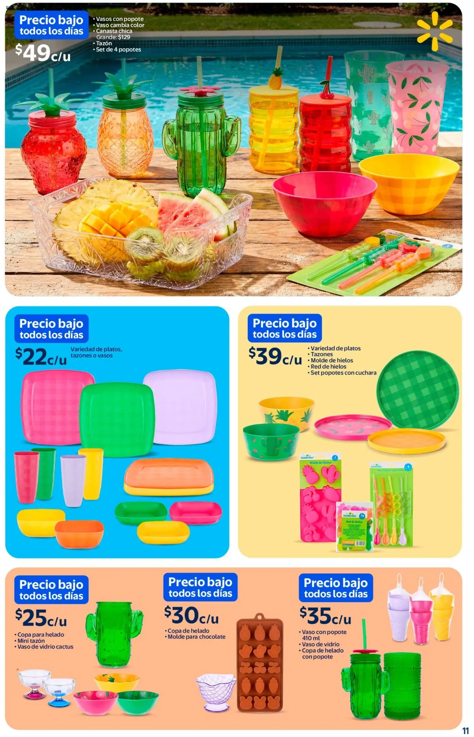 Nuevas ofertas de Walmart válidas en toda la República Mexicana desde el 05.03.2026. ¡Encuentra las mejores ofertas en Walmart folleto Sol, arena y bronceador a precios bajos! | Página: 11 | Productos: Helado, Cuchara, Molde, Canasta