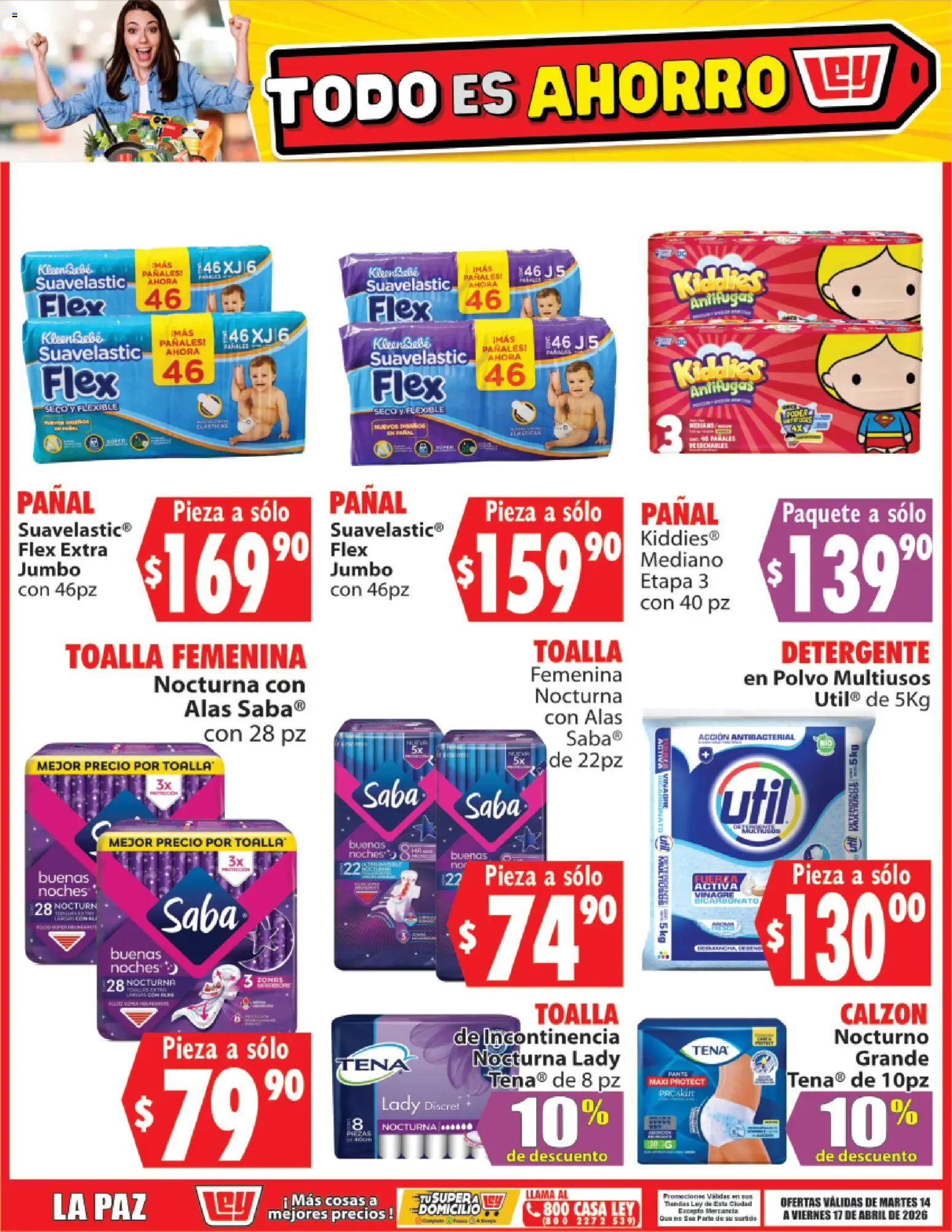 Nuevas ofertas de Casa Ley válidas en toda la República Mexicana desde el 14.04.2026. ¡Encuentra las mejores ofertas en Casa Ley folleto Todo es ahorro! | Página: 7 | Productos: Detergente, Calzón, Toalla, Pants
