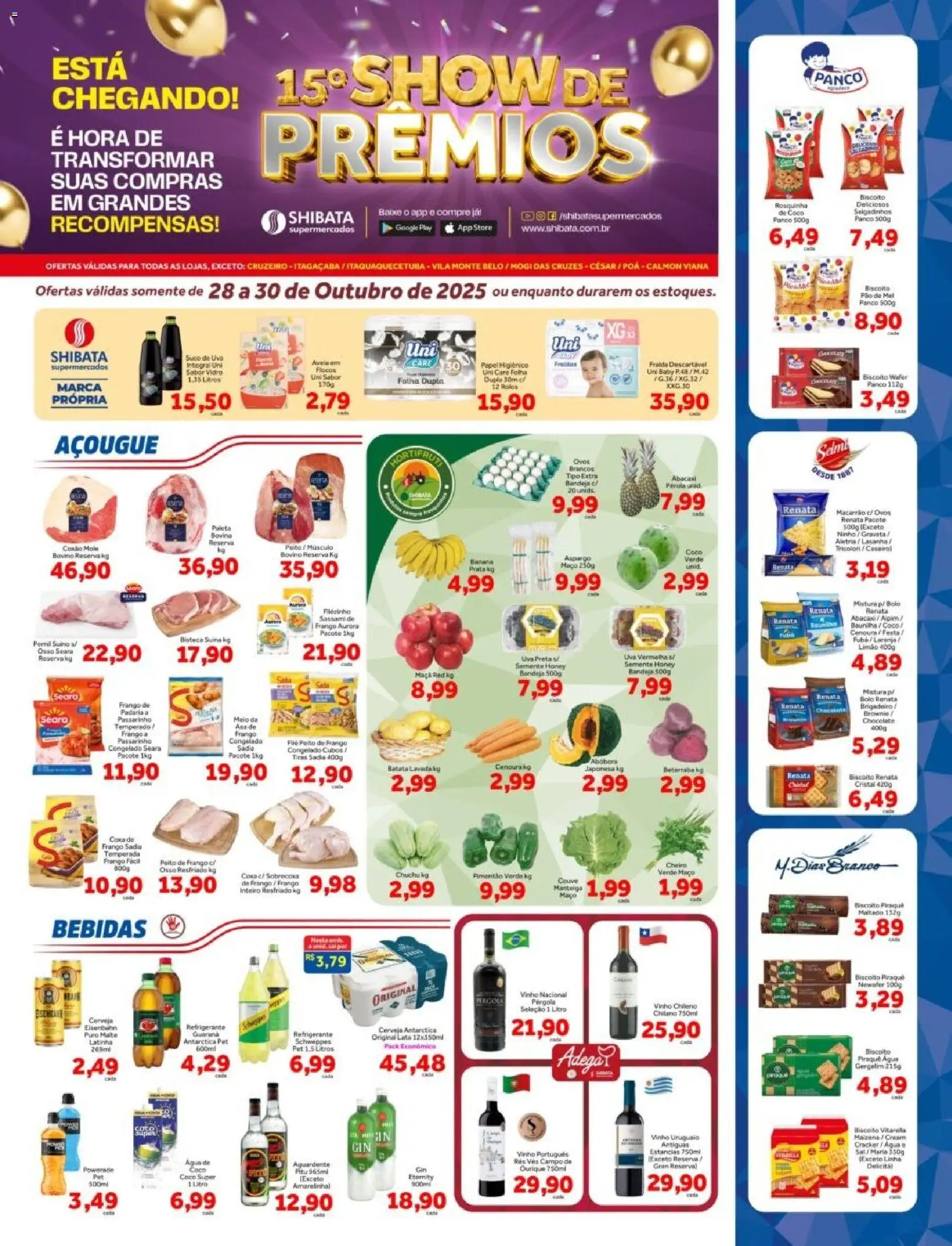 Shibata Folheto - válido de 28.10.2025 | Página: 1 | Produtos: Beterraba, Pernil, Chocolate, Cerveja