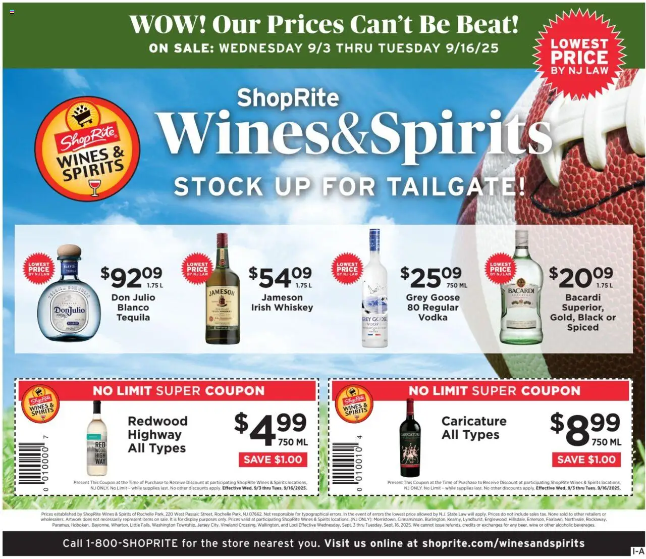 ShopRite Wine & Spirits - valid from 03.09.2025 | Page: 1 | Products: Wine, Vodka, Whiskey
