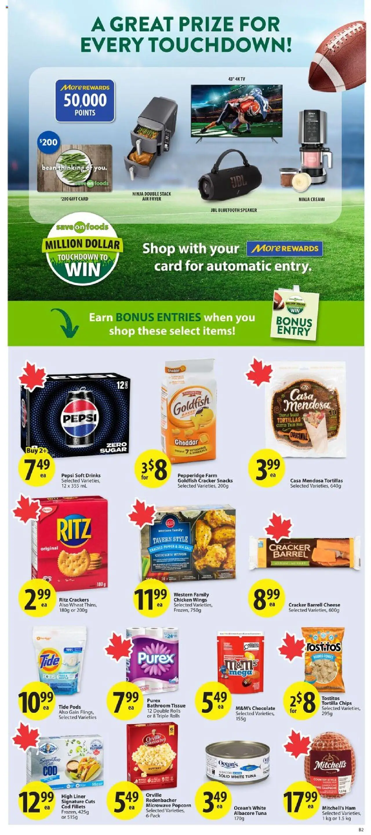 Save on foods flyer valid from 11.09.2025 | Page: 32 | Products: Speaker, Fryer, Cheese, Chicken