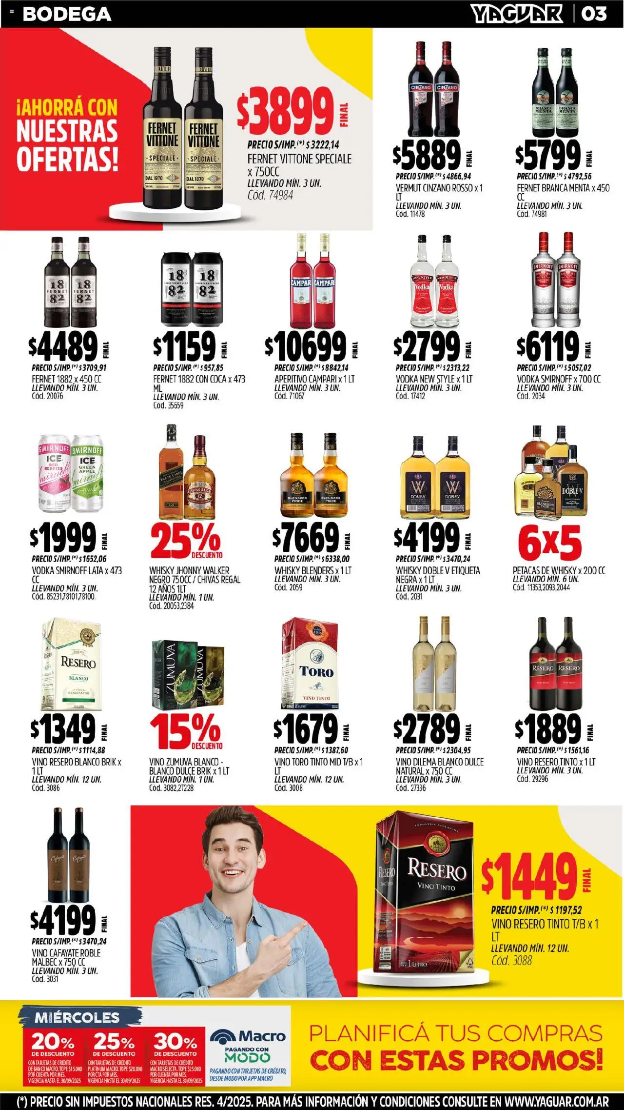 Yaguar - Mendoza │ válido desde el 15.09.2025 | Página: 4 | Productos: Vodka, Banco, Fernet, Vino