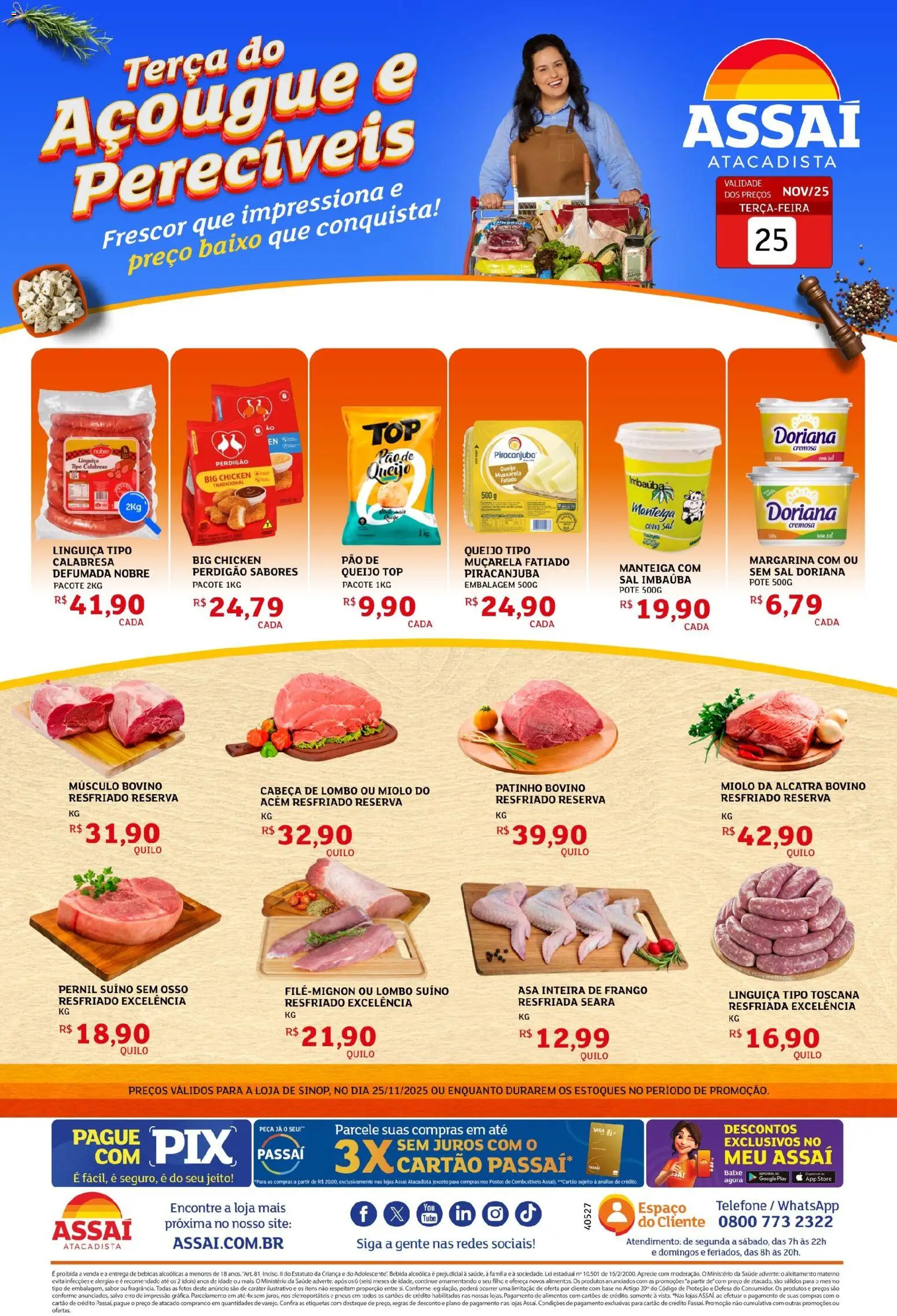 Assaí Atacadista Folheto - válido de 25.11.2025 | Página: 1 | Produtos: Alcatra, Lombo, Pernil, Telefone
