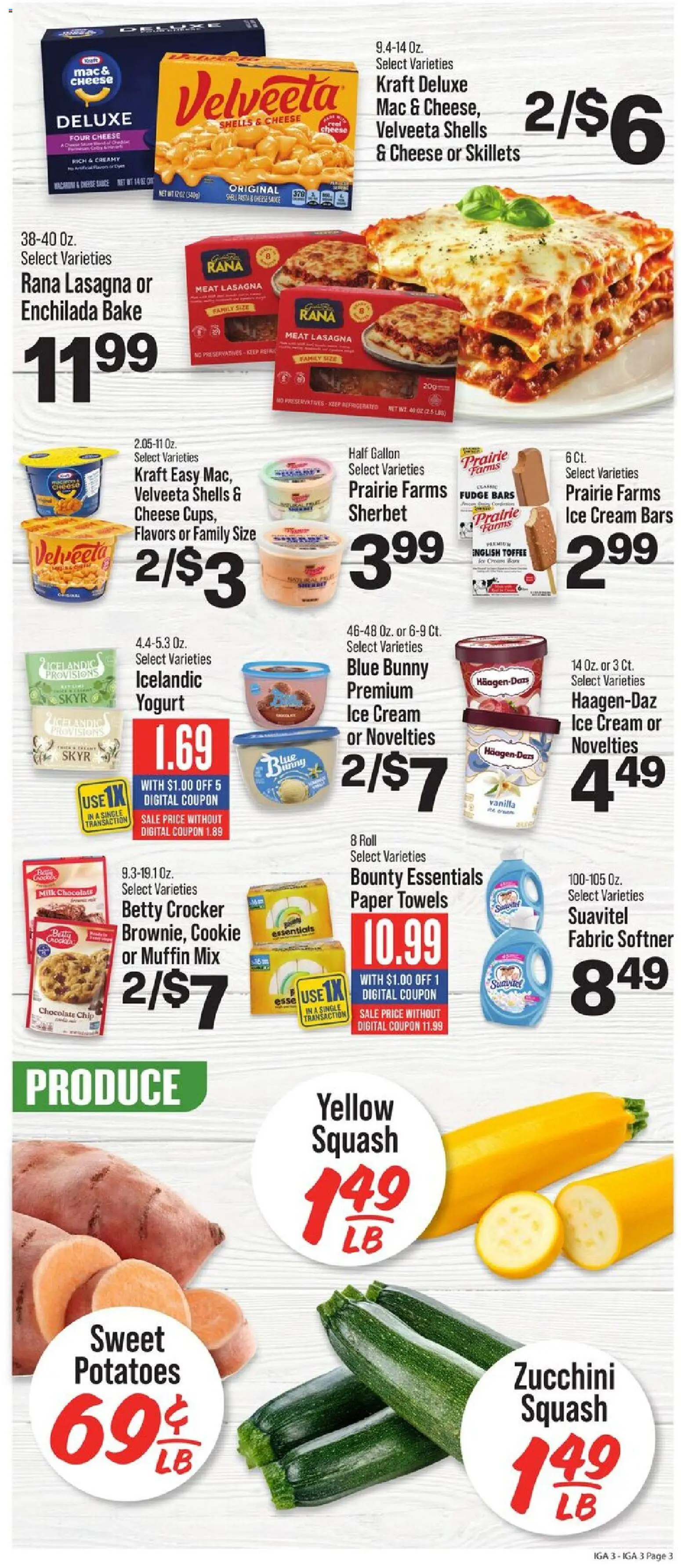 IGA Weekly Ad - valid from 29.10.2025 | Page: 3 | Products: Squash, Milk, Sauce, Chocolate Chip