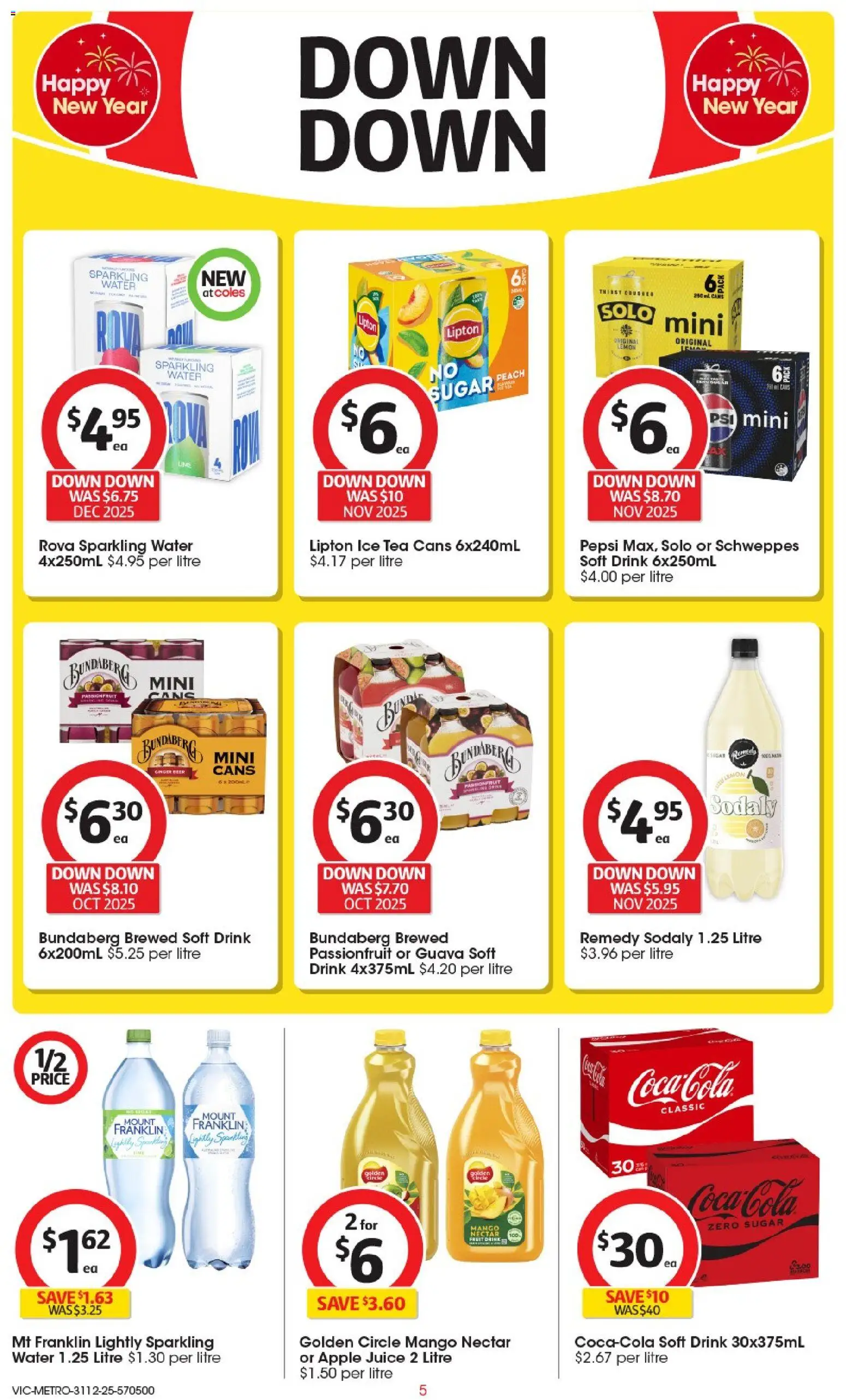 Coles catalogue - valid from 31.12.2025 | Page: 6 | Products: Ginger, Beer, Water, Mango