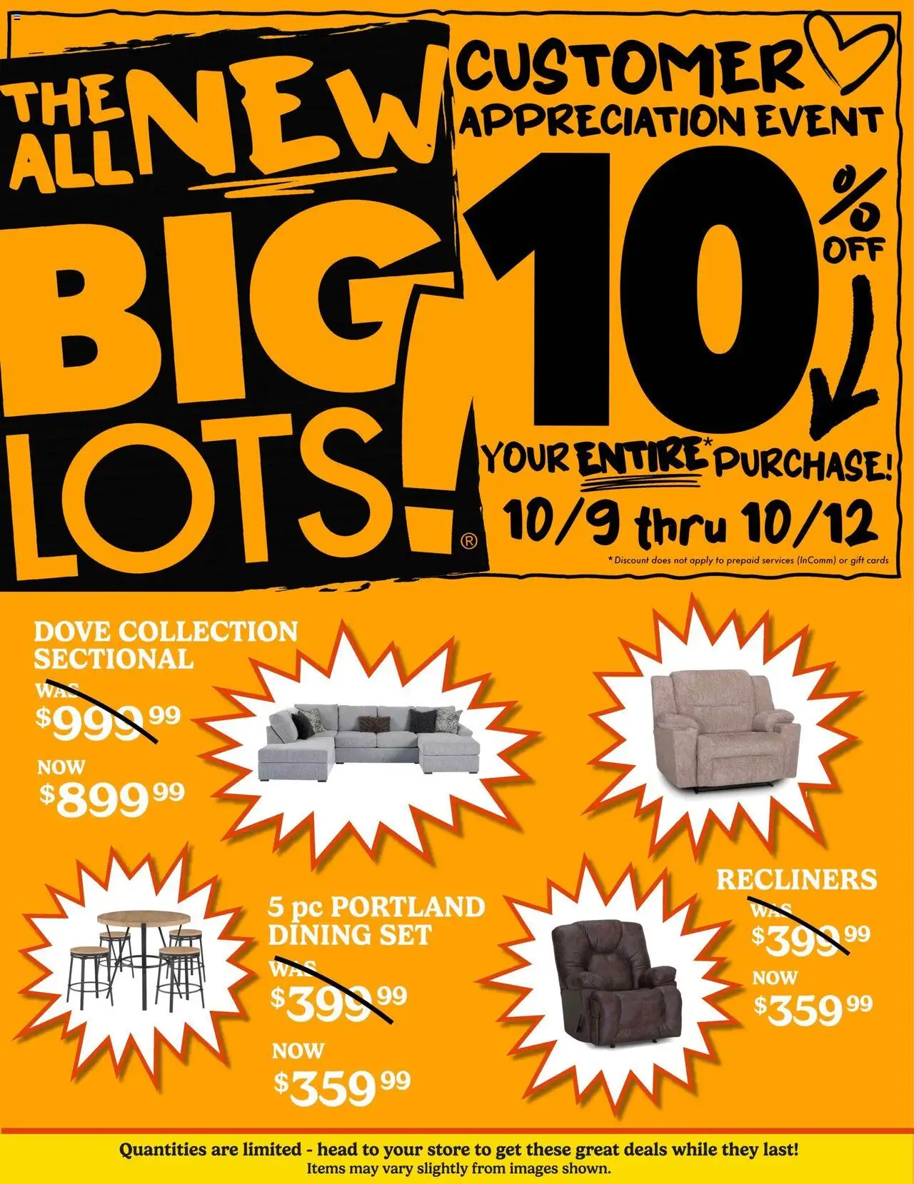 Big Lots Weekly Ad - valid from 09.10.2025 | Page: 1 | Products: Sectional, Pc