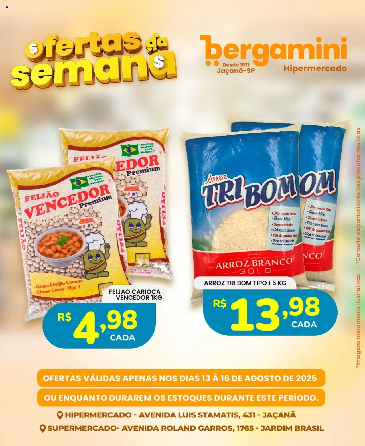 Supermercado Bergamini Folheto - válido de 13.08.2025 | Página: 4 | Produtos: Feijão, Arroz