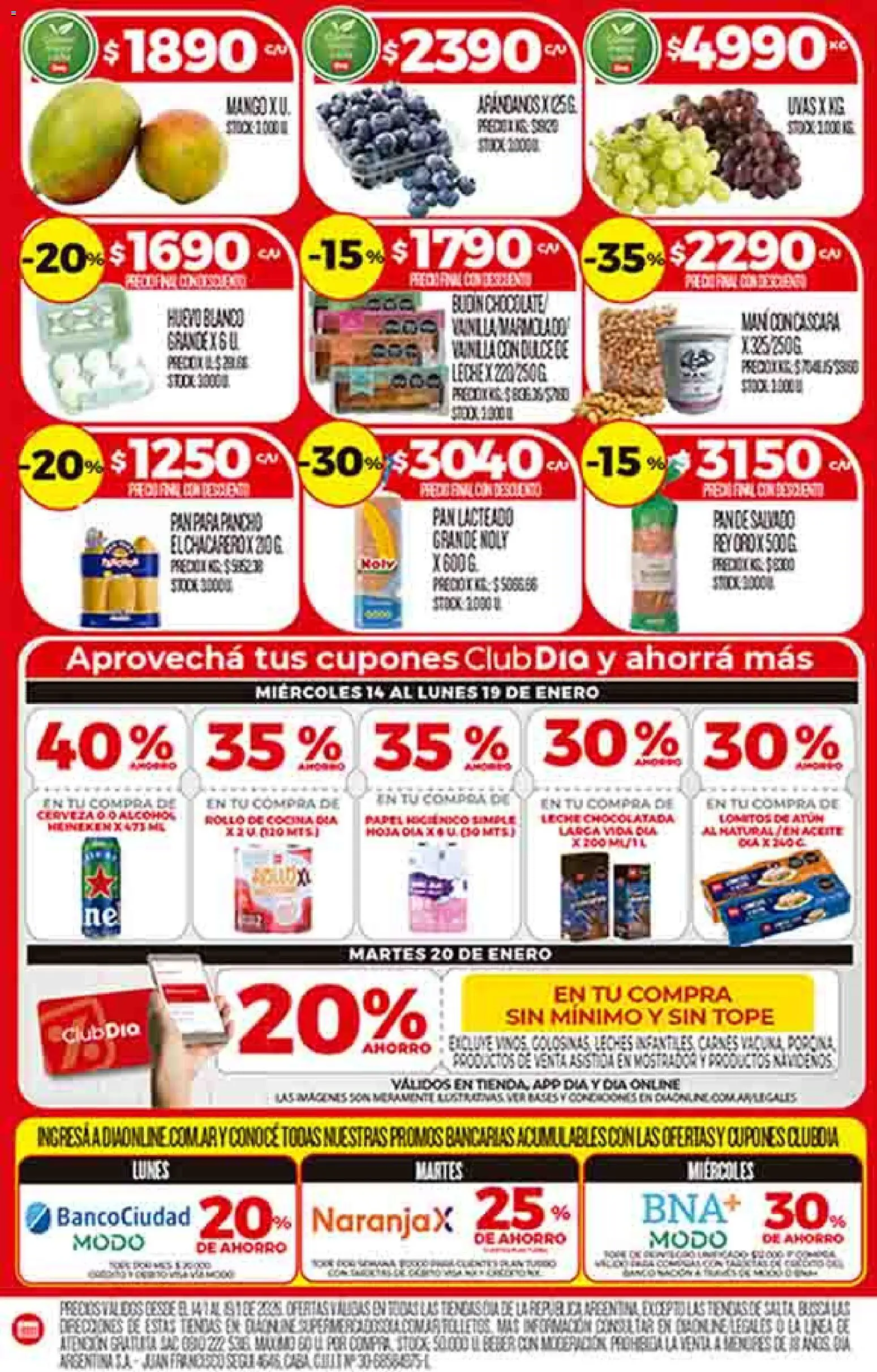 Supermercado DIA Ofertas │ válido desde el 14.01.2026 | Página: 4 | Productos: Atún, Mango, Chocolate, Cerveza