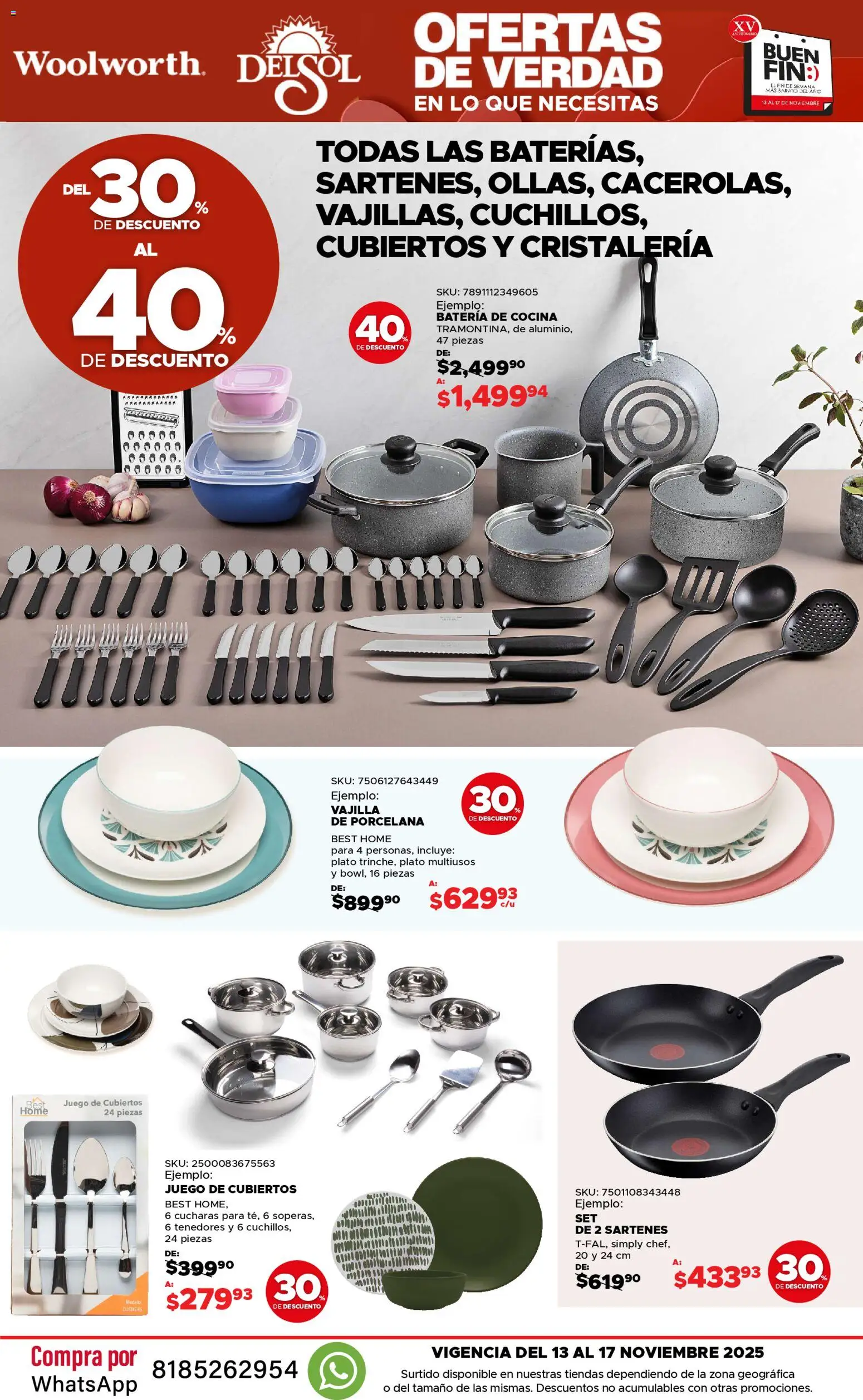 Nuevas ofertas de Del Sol y Woolworth válidas en toda la República Mexicana desde el 13.11.2025. ¡Encuentra las mejores ofertas en Del Sol y Woolworth Buen fin! | Página: 28 | Productos: Juego, Cocina, Batería