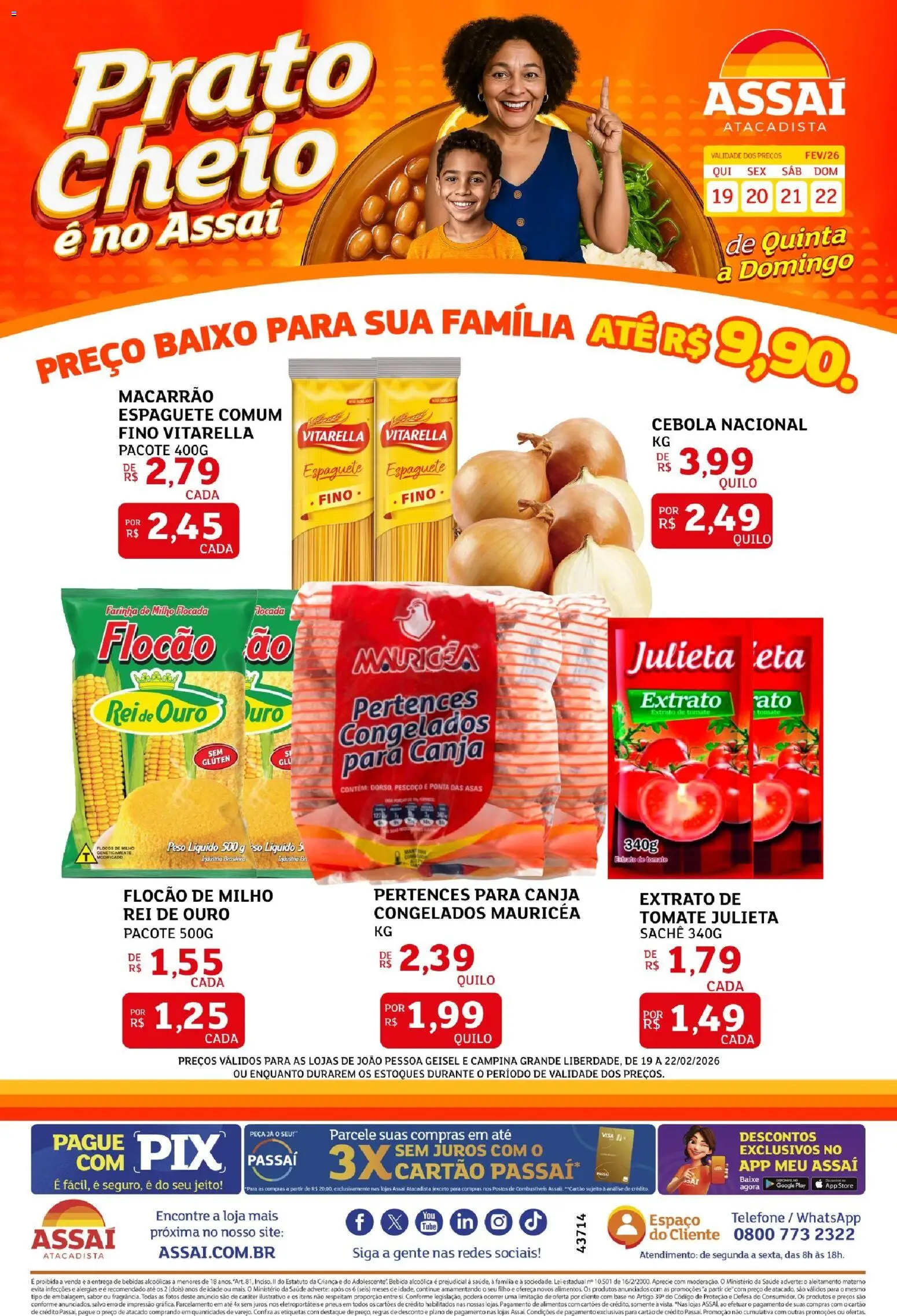 Assaí Atacadista Folheto - válido de 19.02.2026 | Página: 1 | Produtos: Espaguete, Pneus, Base, Baixo