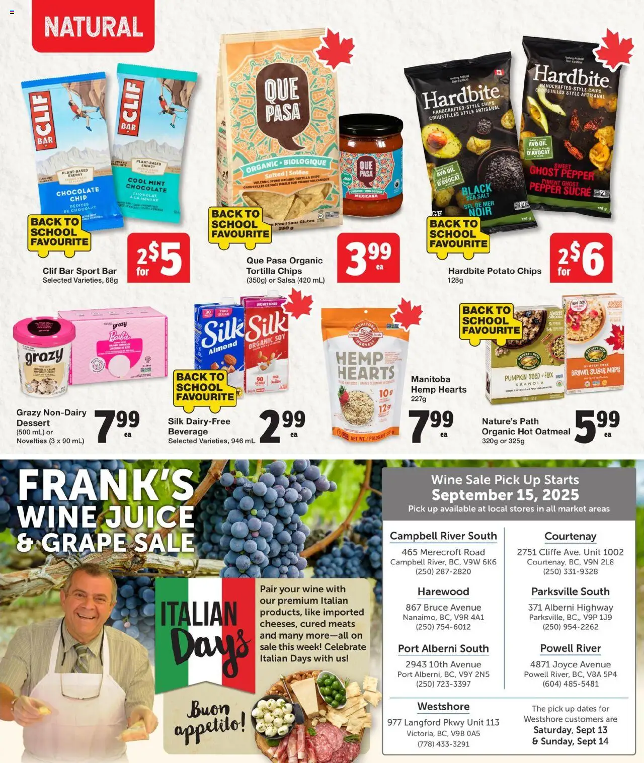 Quality Foods flyer valid from 11.09.2025 | Page: 14 | Products: Chips, Chocolate, Pumpkin, Wine