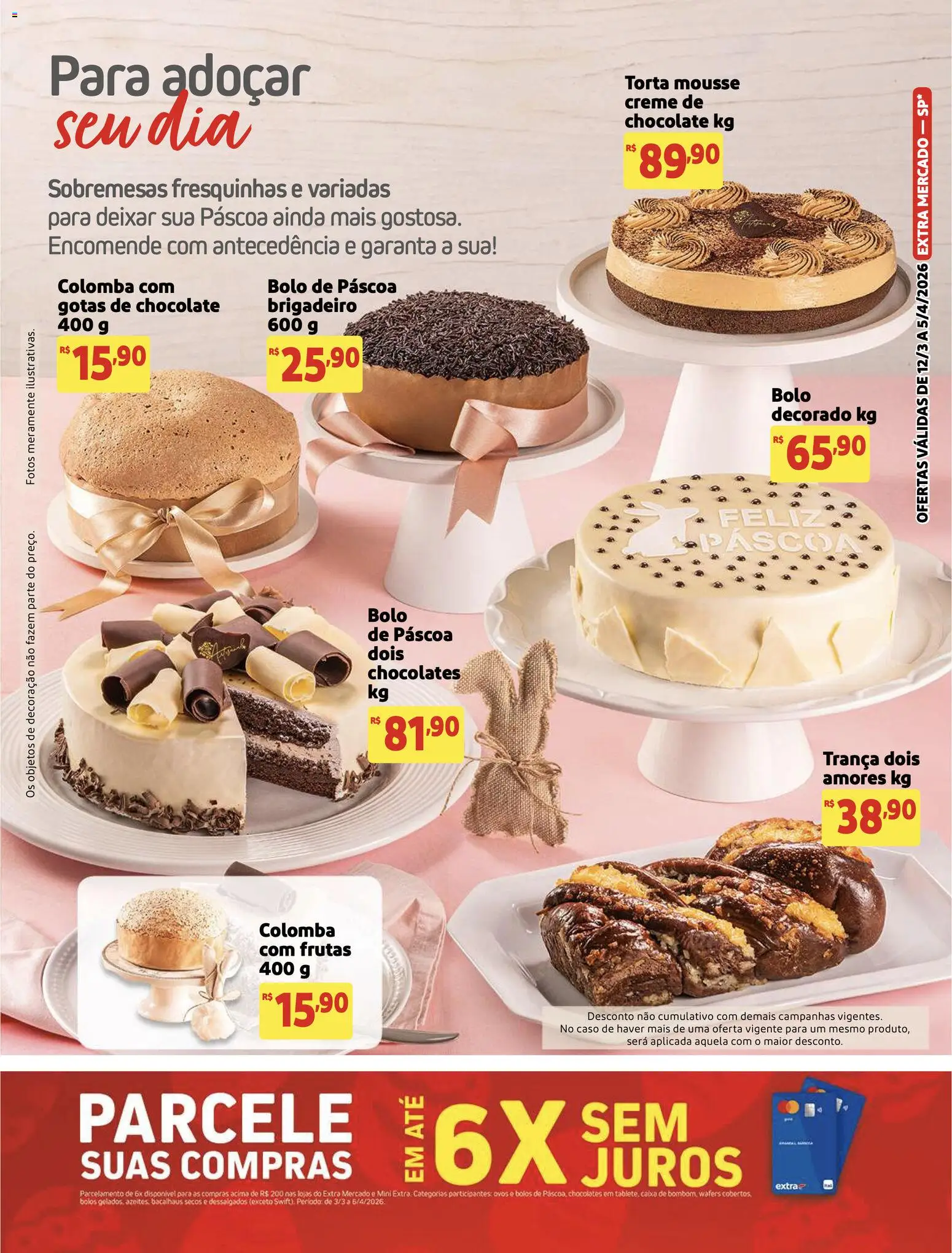 Extra Folheto - válido de 12.03.2026 | Página: 3 | Produtos: Mousse, Ovos, Chocolate, Bolo