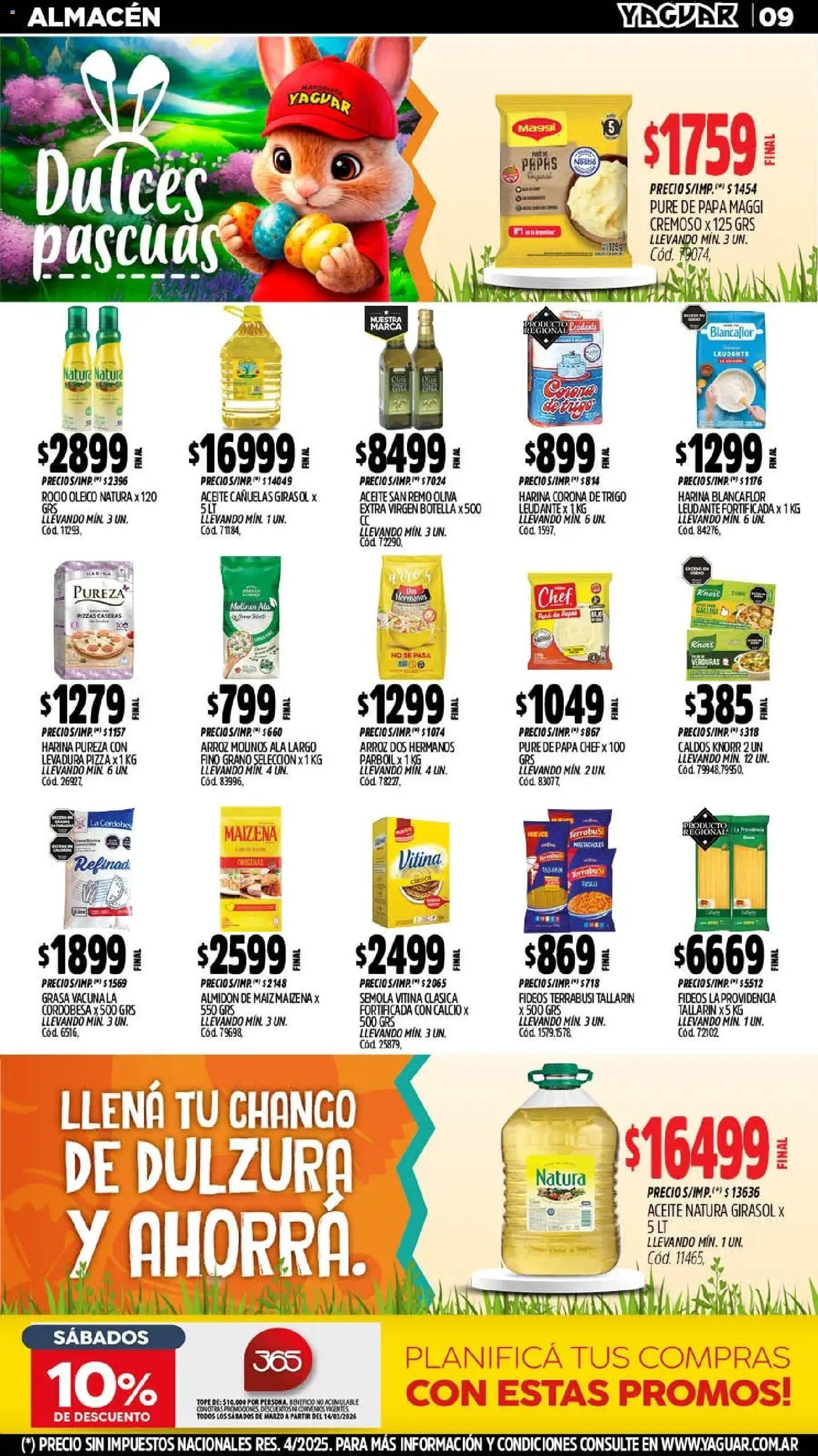 Yaguar - Oferta Semanal San Juan │ válido desde el 23.03.2026 | Página: 9 | Productos: Maiz, Huevos, Pizza, Fideos