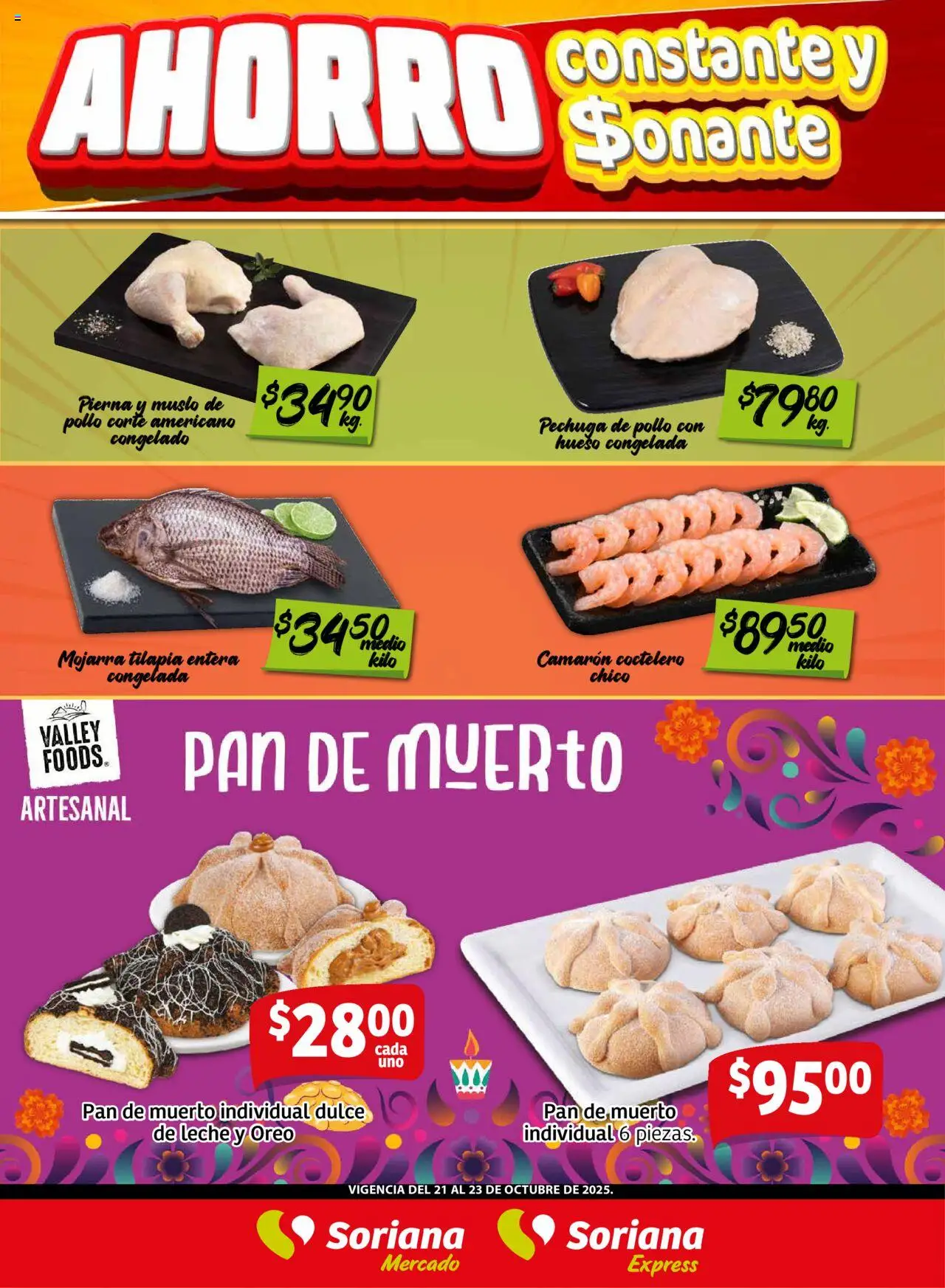 Nuevas ofertas de Soriana válidas en toda la República Mexicana desde el 21.10.2025. ¡Encuentra las mejores ofertas en Soriana - Frescos del Mandado Mercado: Ags, Nay, Jal, Qro, Col, Mich, Gto, Hgo, Tlax, Mor, Pue, Gro, Oax, Edo. de Mex, CDMX, Zac y! | Página: 2 | Productos: Pollo, Leche, Pan