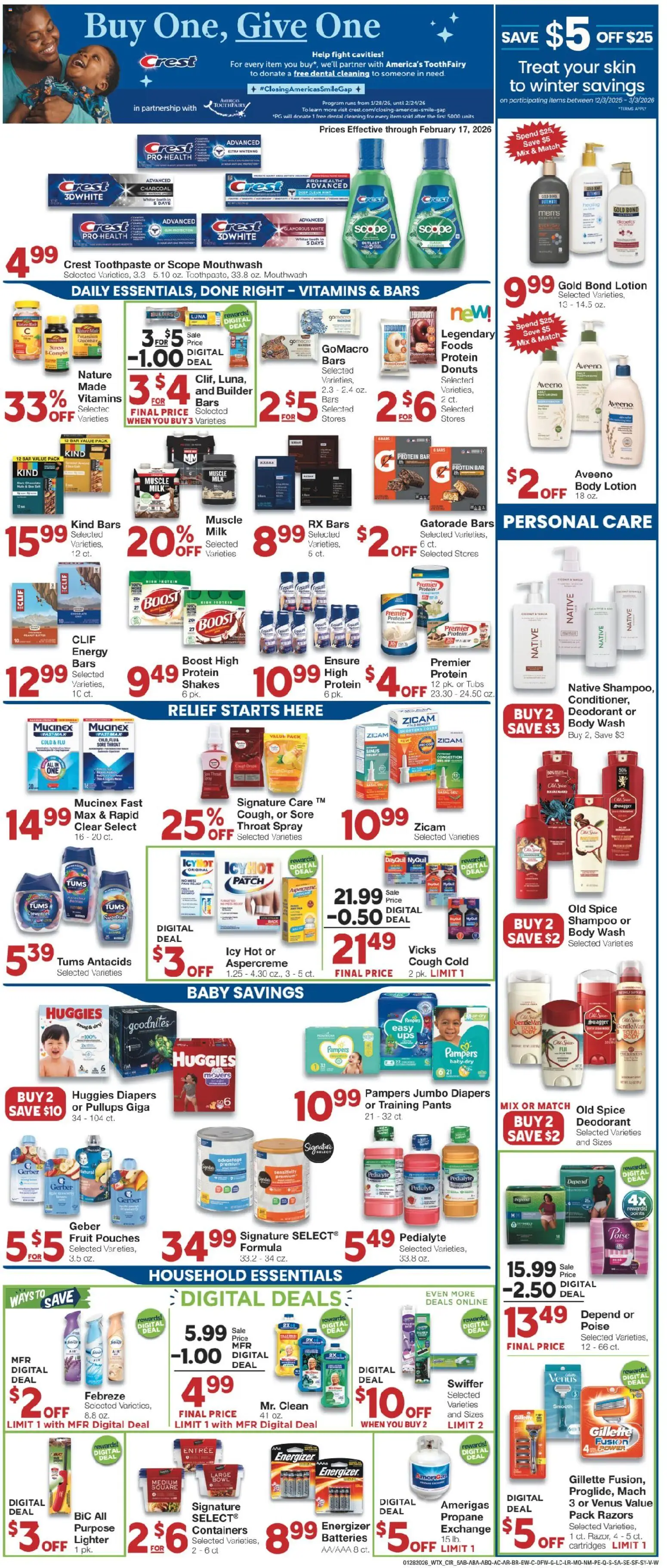 United Supermarkets Weekly Ad - valid from 27.01.2026 | Page: 5 | Products: Milk, Butter, Body Wash, Lighter