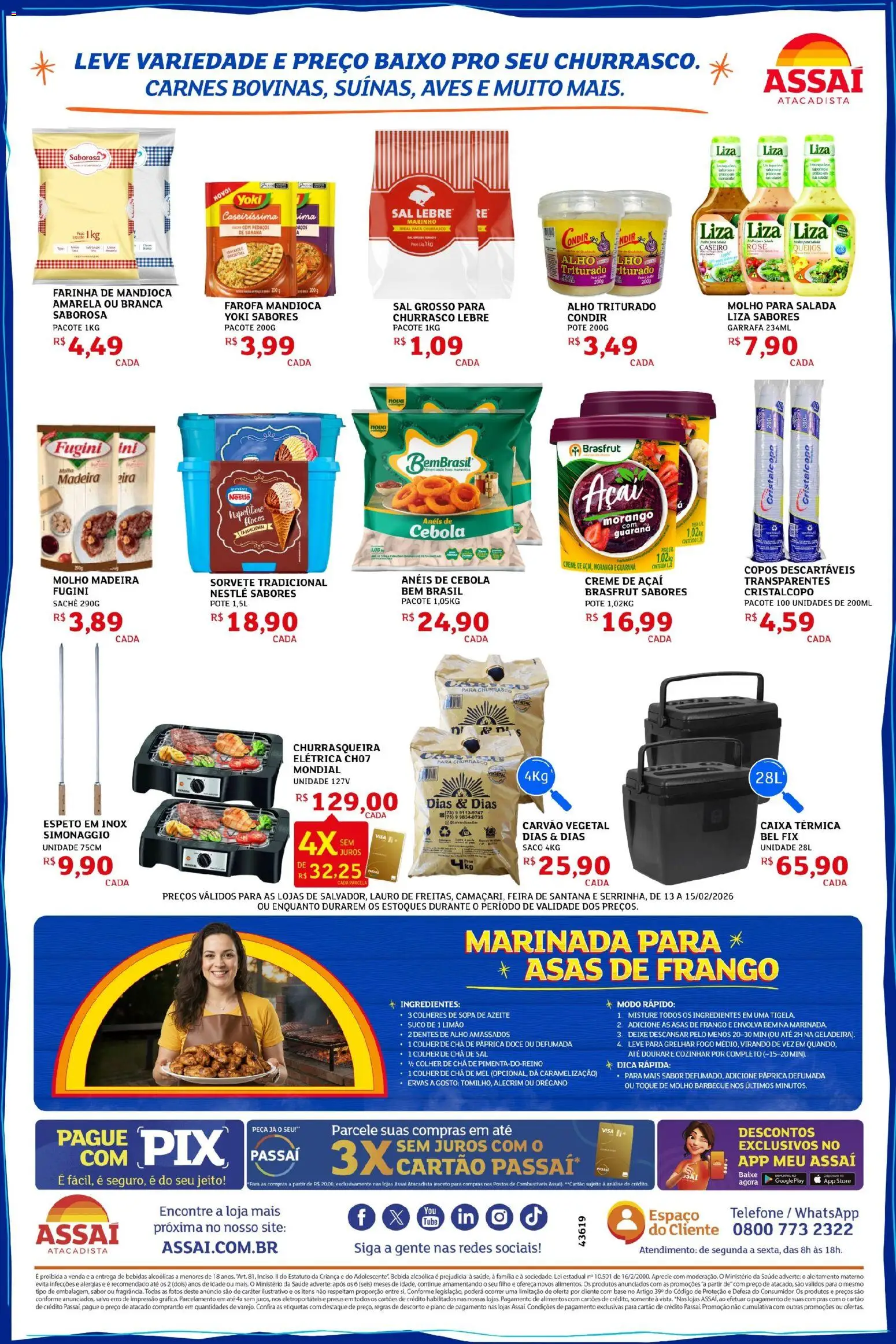 Assaí Atacadista Folheto - válido de 13.02.2026 | Página: 2 | Produtos: Piso, Base, Farofa, Churrasqueira