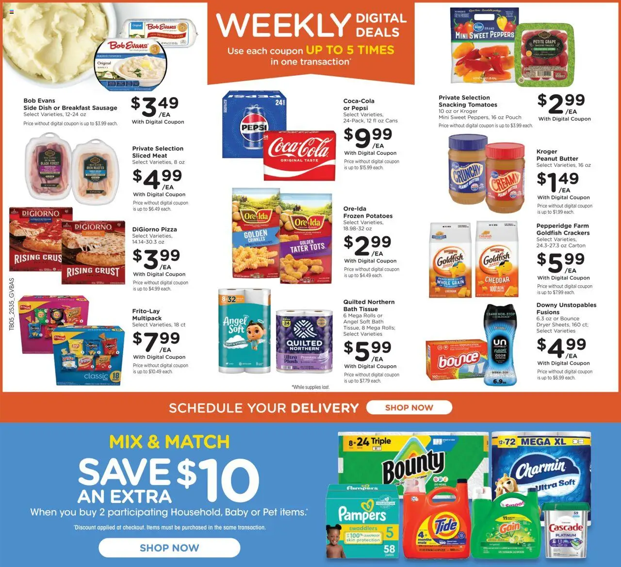 Kroger Ad - valid from 01.10.2025 | Page: 2 | Products: Pizza, Tomatoes, Sausage, Oven