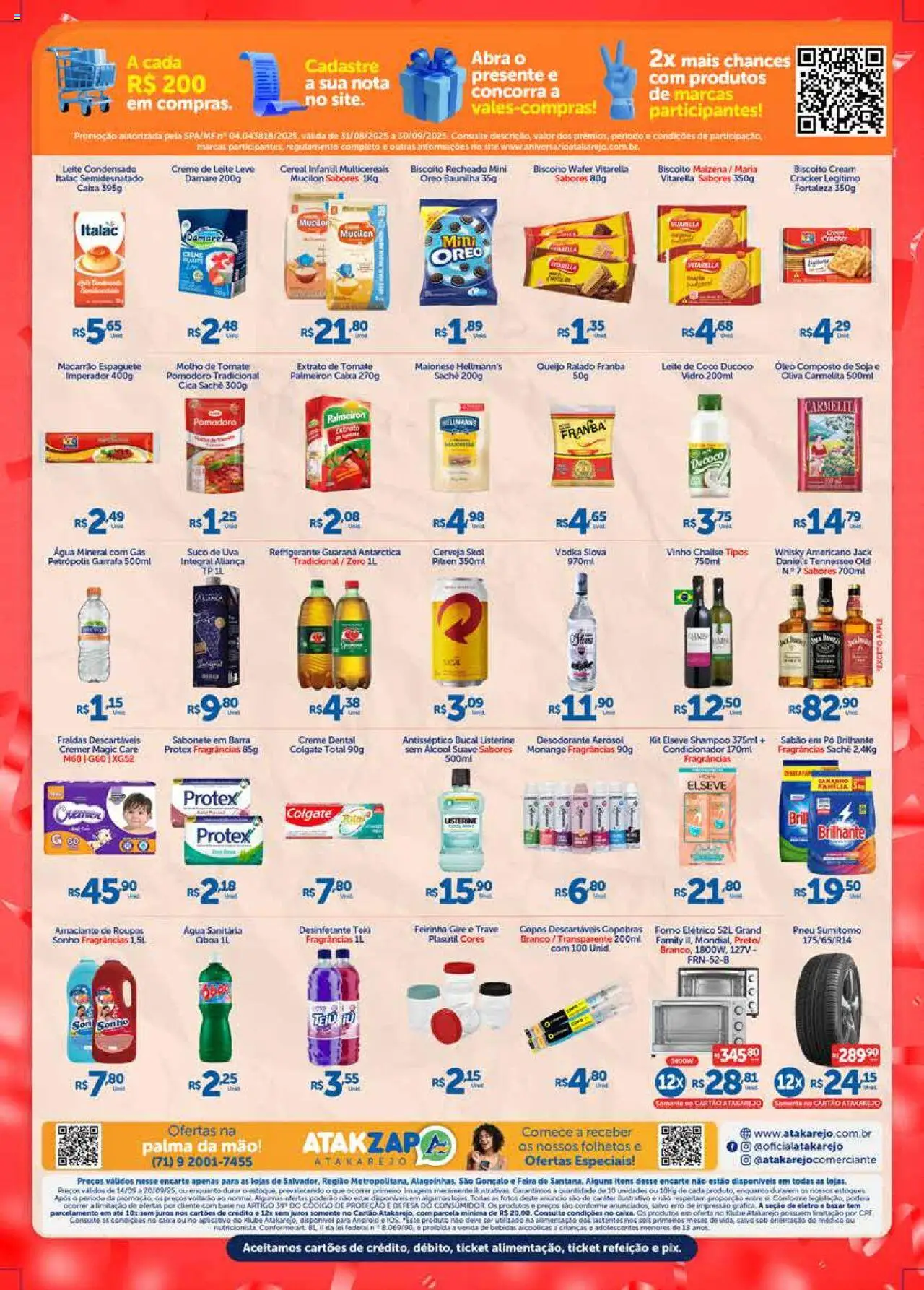 Atakarejo Folheto - válido de 14.09.2025 | Página: 2 | Produtos: Leite, Macarrão, Refrigerante, Amaciante