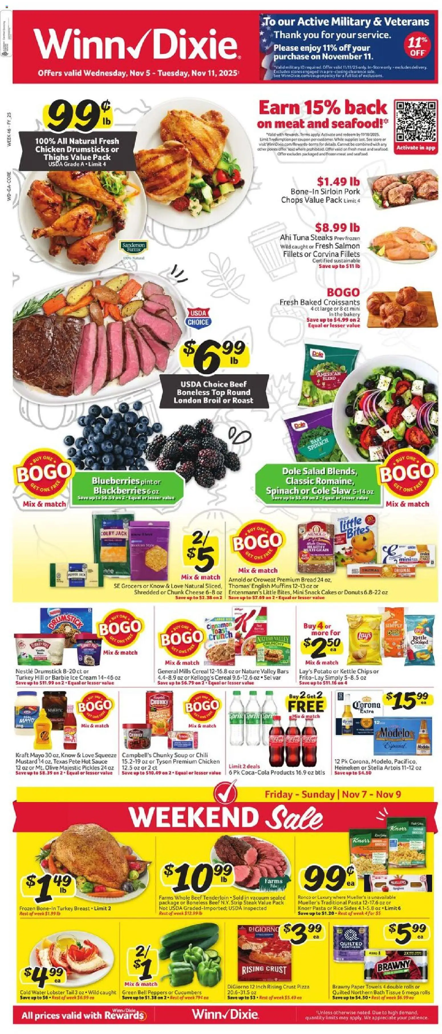 Winn Dixie Weekly Circular - GA - valid from 05.11.2025 | Page: 1 | Products: Vacuum, Bread, Chips, Salad