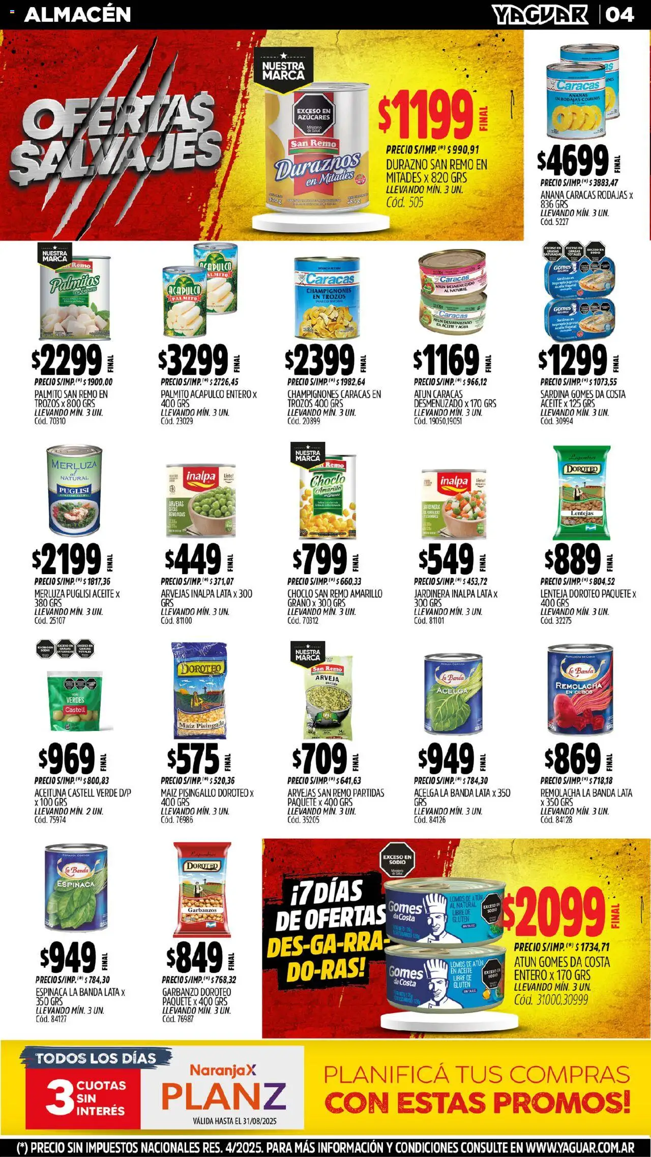 Yaguar - General Roca │ válido desde el 11.08.2025 | Página: 4 | Productos: Choclo, Maiz, Atún, Ananá
