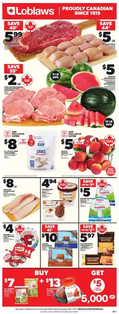 Loblaws flyer valid from 24.07.2025 | Page: 3 | Products: Salad, Milk, Cheese, Chicken