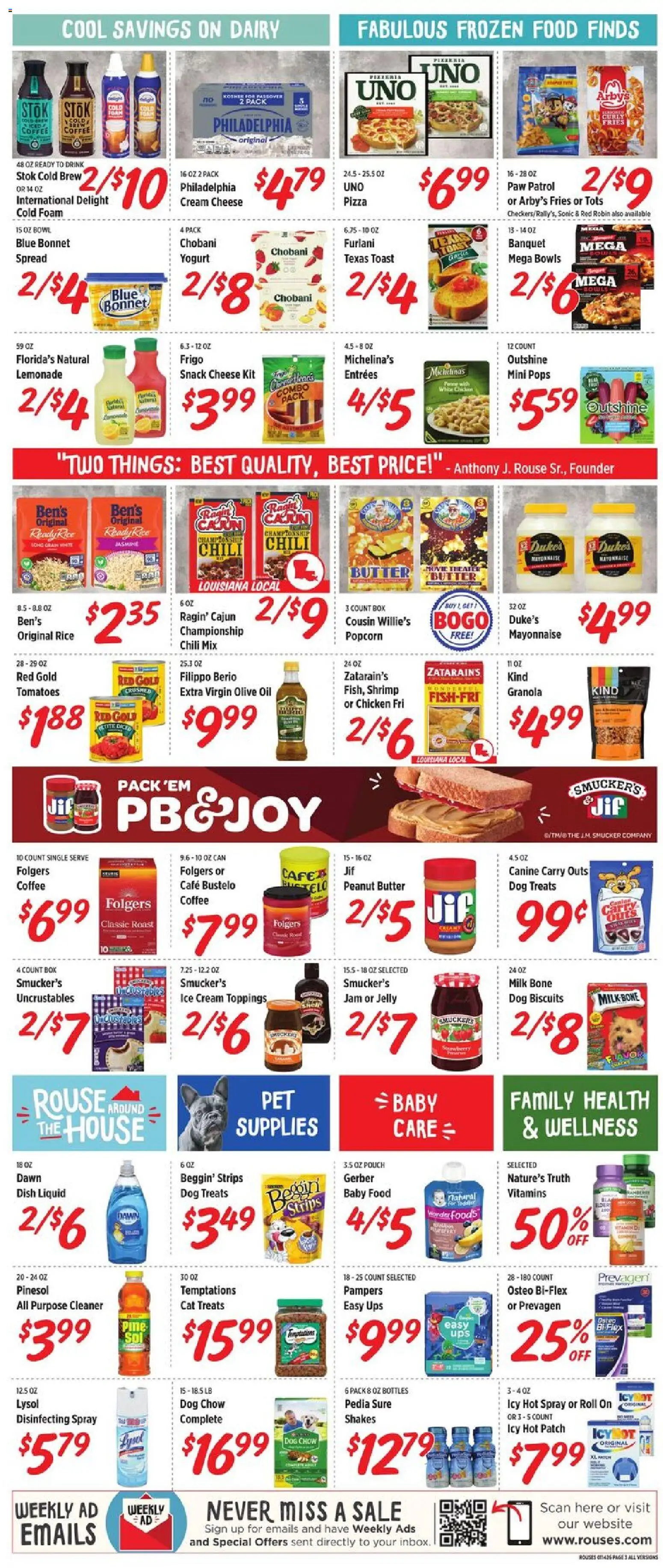 Rouses Weekly Ad - LA - valid from 14.01.2026 | Page: 7 | Products: Cheese, Tomatoes, Cream, Mayonnaise