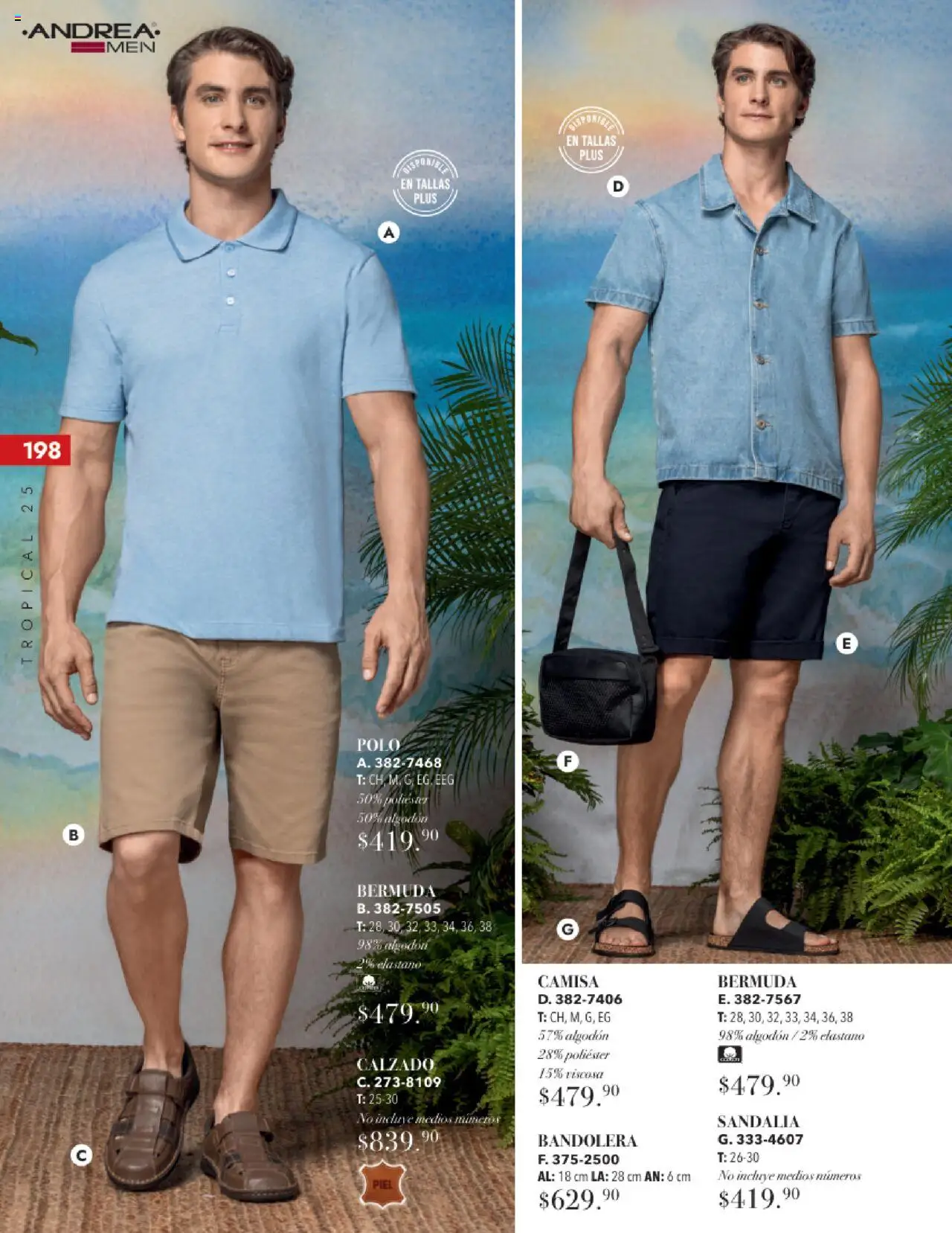 Nuevas ofertas de Andrea válidas en toda la República Mexicana desde el 17.08.2025. ¡Encuentra las mejores ofertas en Andrea - Catálogo Tropical Otoño / Invierno! | Página: 198 | Productos: Camisa, Algodón, Bermuda
