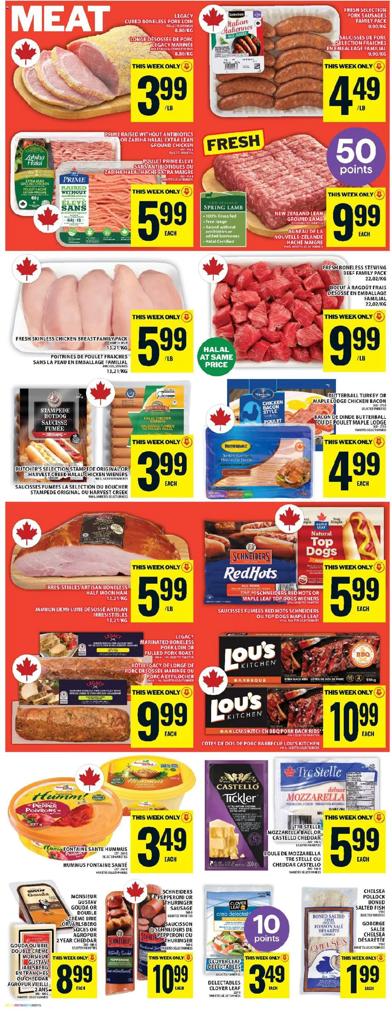 Food Basics flyer valid from 09.10.2025 | Page: 7 | Products: Cheese, Ham, Chicken, Pork