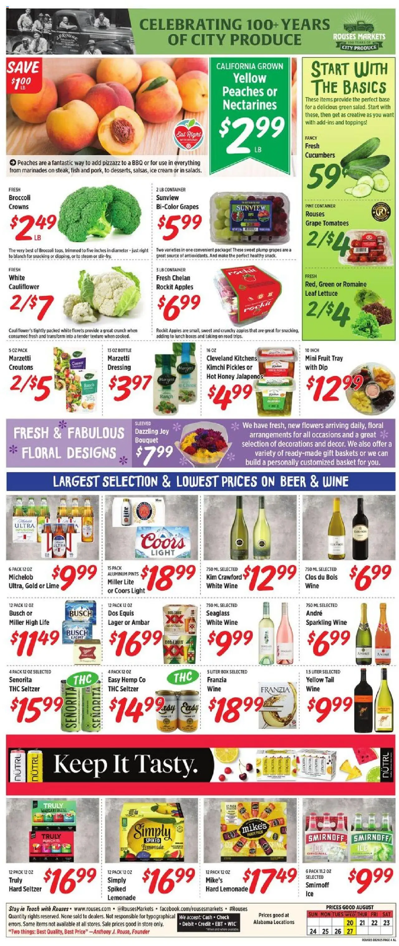 Rouses Weekly Ad - AL - valid from 20.08.2025 | Page: 7 | Products: Wine, Beer, Fish, Cream