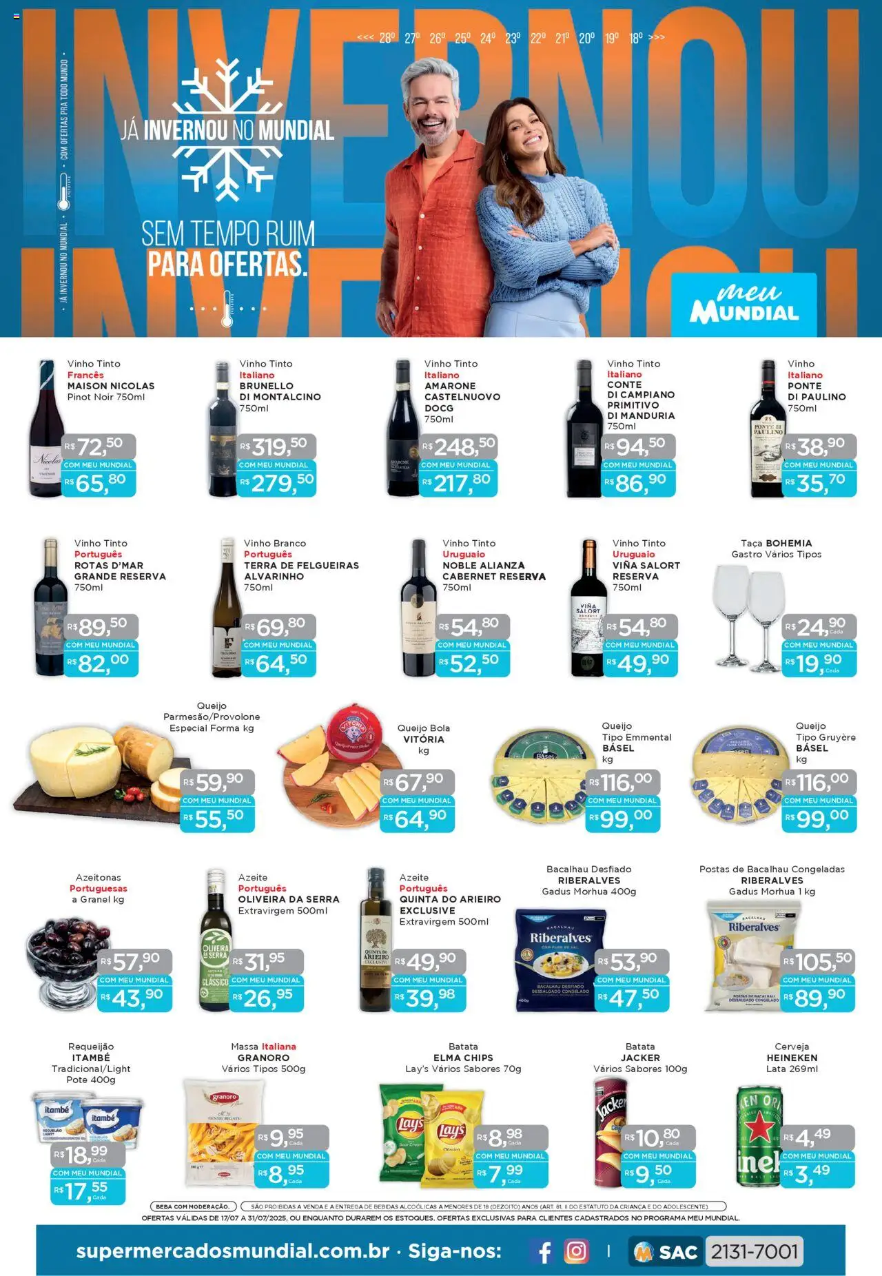 Mundial Folheto - válido de 17.07.2025 | Página: 1 | Produtos: Bacalhau, Elma Chips, Cerveja, Heineken