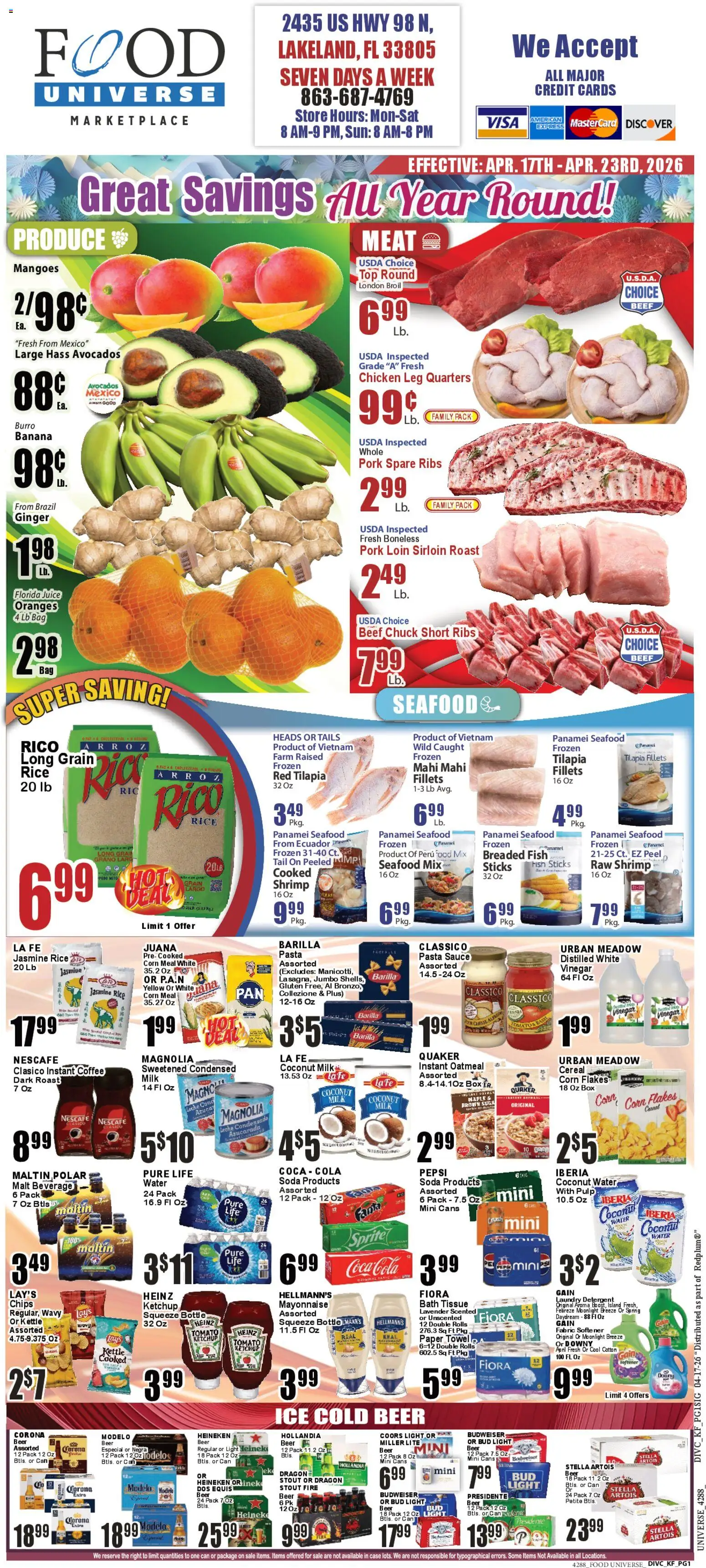 Food Universe Weekly Ad - valid from 17.04.2026 | Page: 1 | Products: Ginger, Milk, Beer, Mayonnaise