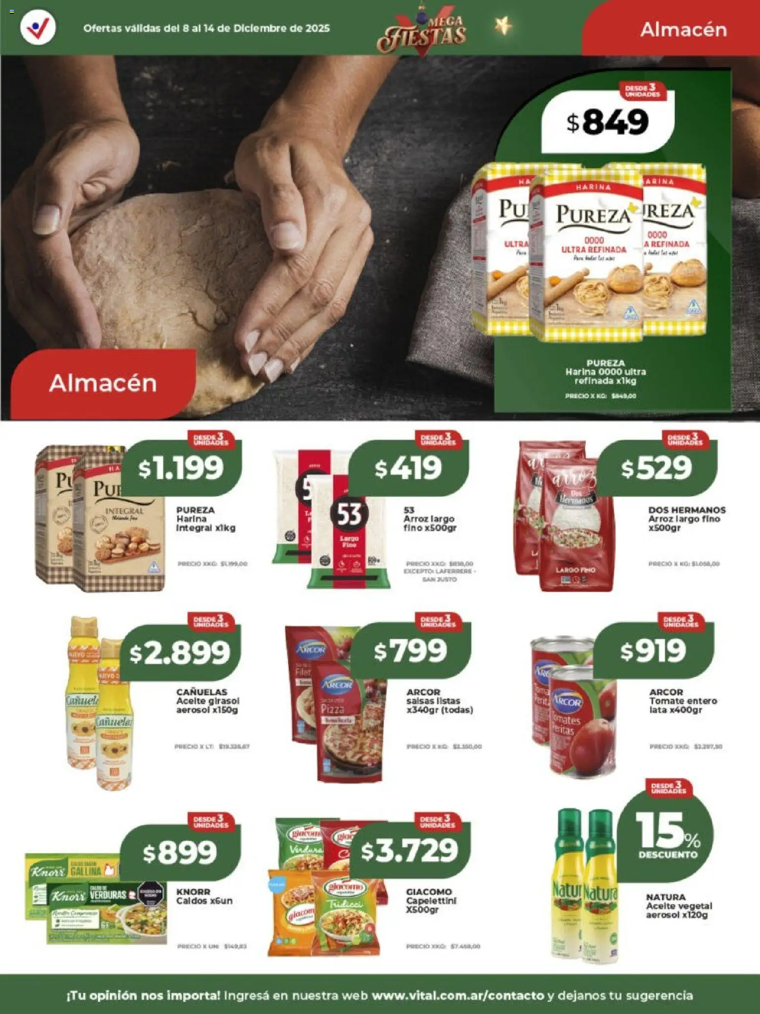 Vital - Ofertas - Salta │ válido desde el 08.12.2025 | Página: 11 | Productos: Harina, Aceite, Pizza, Arroz