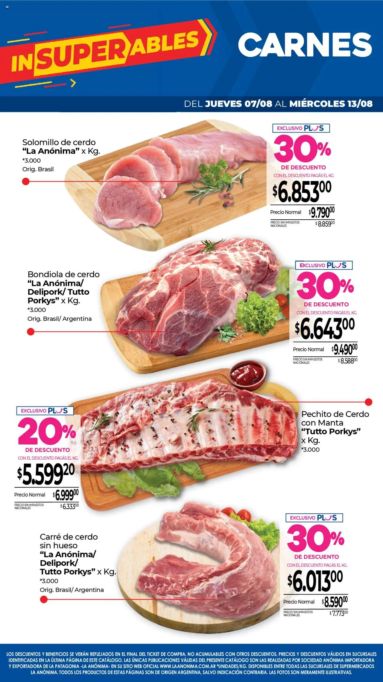 La Anonima catálogo │ válido desde el 07.08.2025 | Página: 4 | Productos: Cerdo