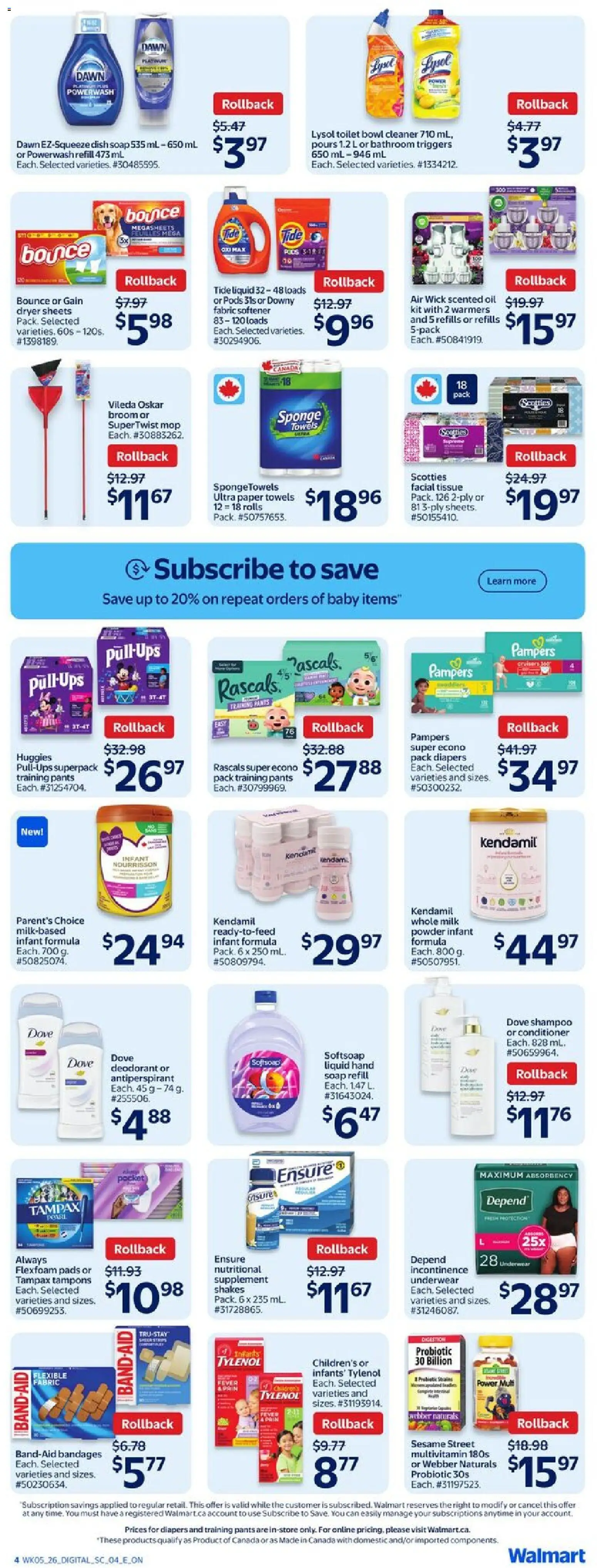 Walmart flyer valid from 26.02.2026 | Page: 5 | Products: Shampoo, Soap, Fabric softener, Underwear