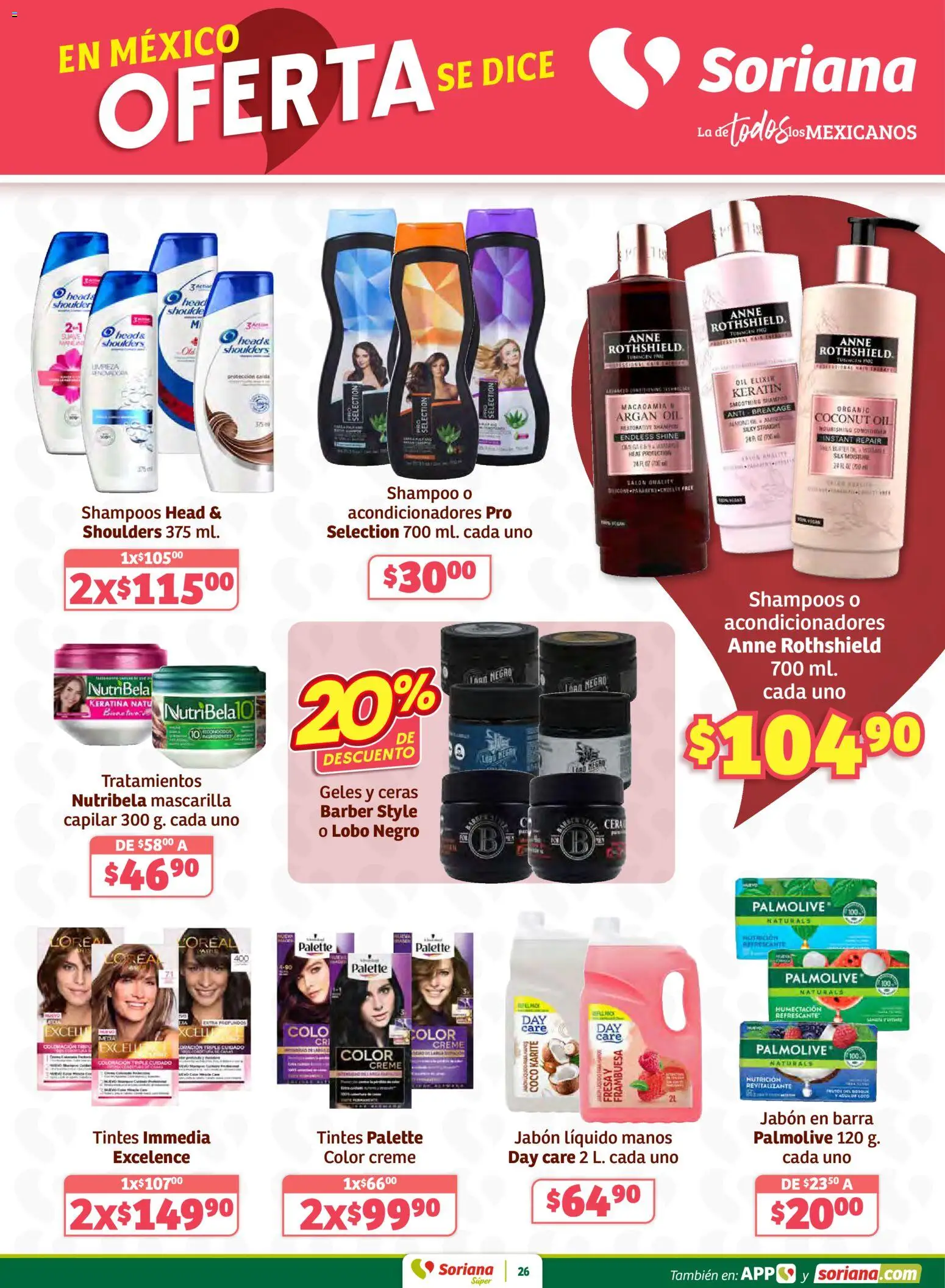 Nuevas ofertas de Soriana válidas en toda la República Mexicana desde el 02.01.2026. ¡Encuentra las mejores ofertas en Soriana - Preciazazaso Súper: Chih, Coah, Dur, NL, SLP, Tamps, Zac! | Página: 26 | Productos: Fresa, Jabón líquido, Cera, Mascarilla