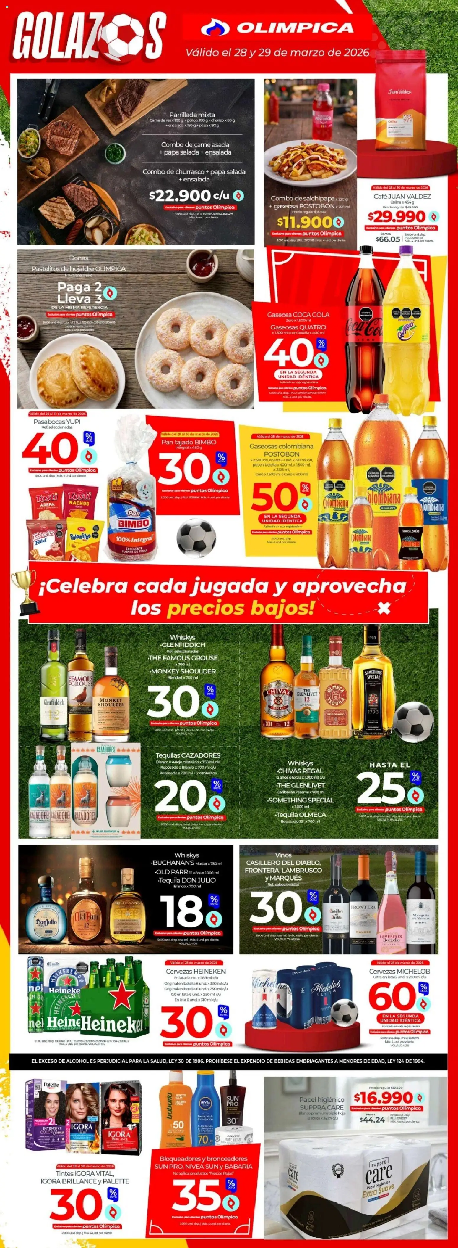 Olímpica revista - valida desde el 28.03.2026 | Página: 3 | Productos: Gaseosa, Botella, Chorizo, Tintura