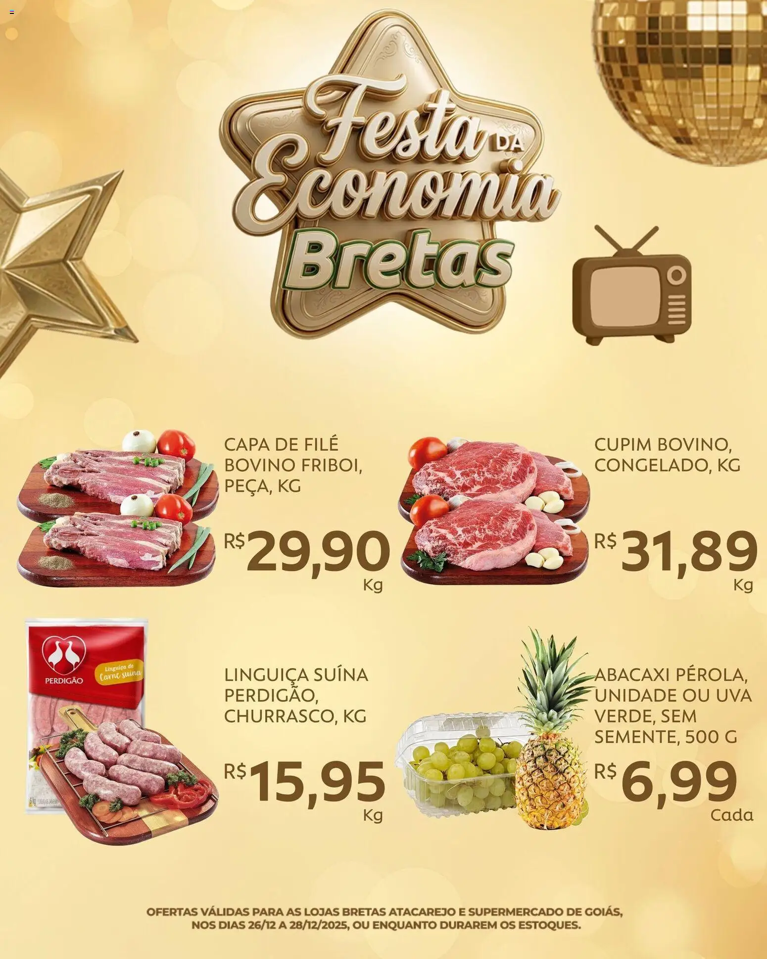 Bretas Folheto - válido de 26.12.2025 | Página: 1 | Produtos: Linguiça, Carne, Abacaxi