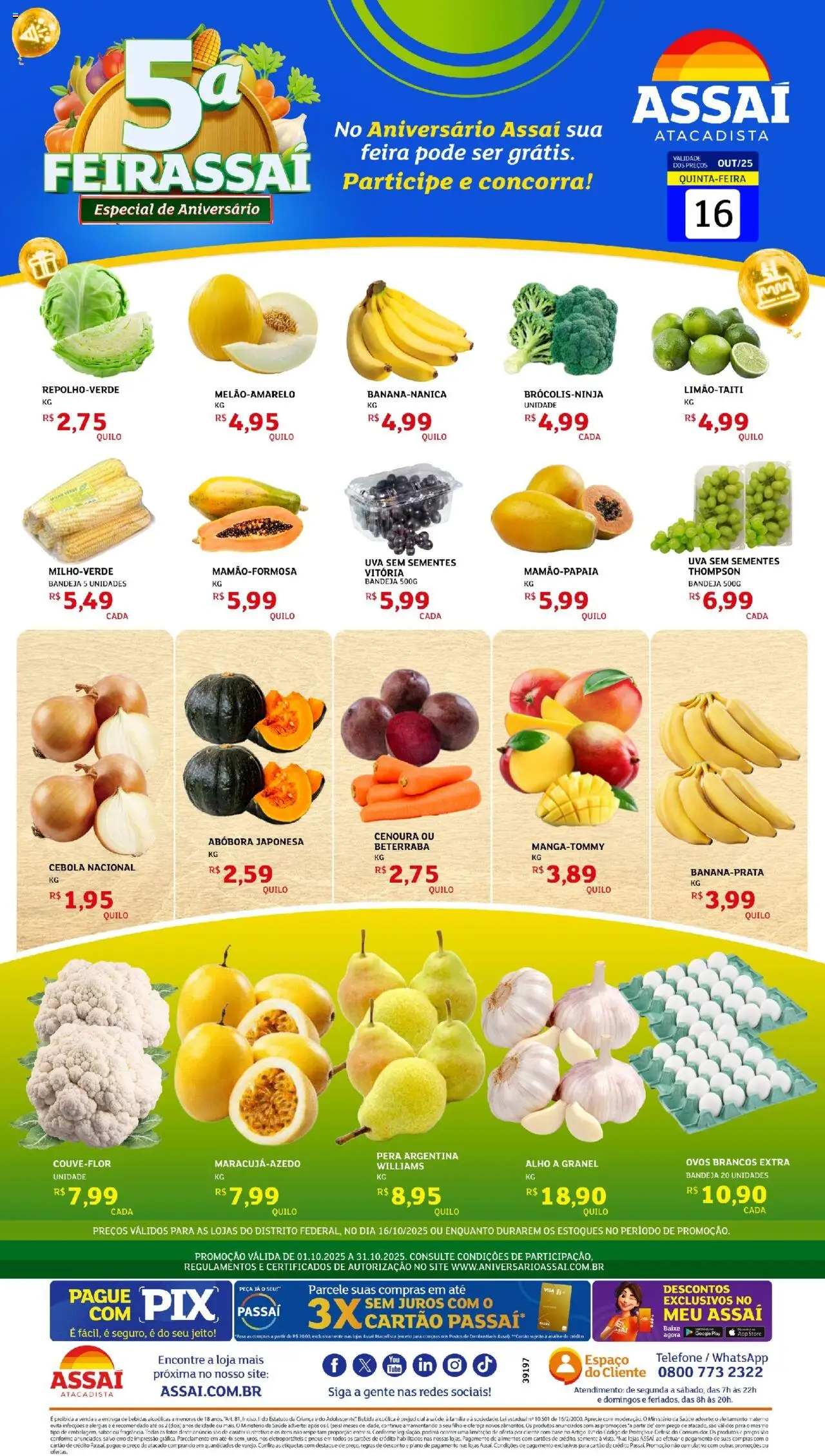 Assaí Atacadista Folheto - válido de 16.10.2025 | Página: 1 | Produtos: Beterraba, Ovos, Cenoura, Telefone
