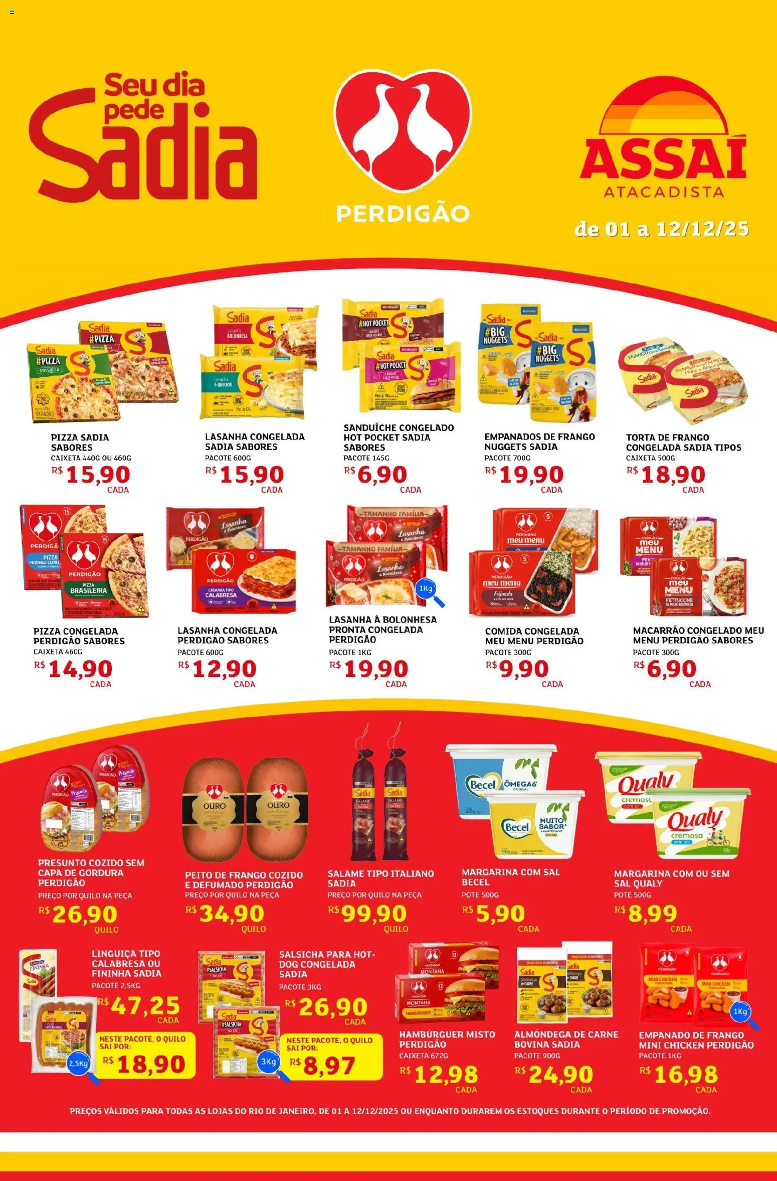 Assaí Atacadista Folheto - válido de 01.12.2025 | Página: 1 | Produtos: Pizza, Hambúrguer, Sal, Margarina