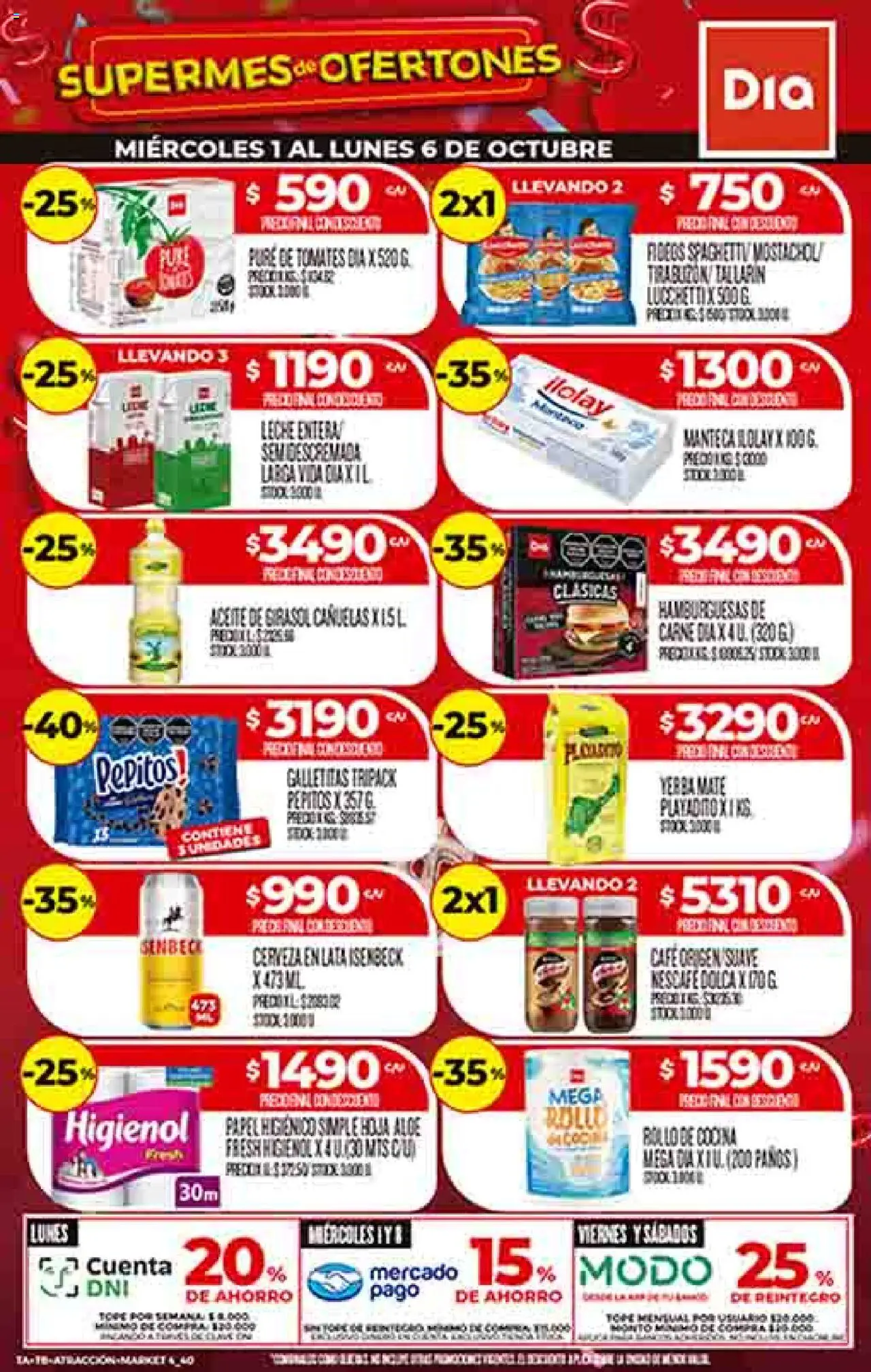 Supermercado DIA Ofertas │ válido desde el 01.10.2025 | Página: 1 | Productos: Mate, Manteca, Cerveza, Tomates