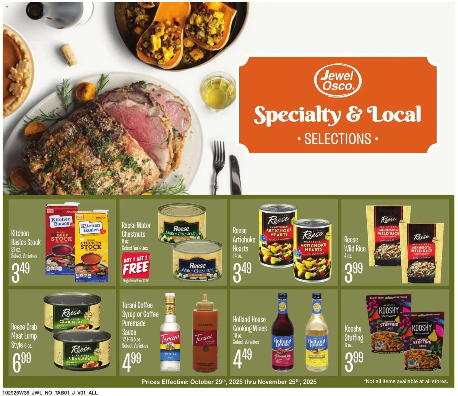 Jewel Osco Specialty & Local - valid from 29.10.2025 | Page: 1 | Products: Bread, Coffee, Water, Sauce