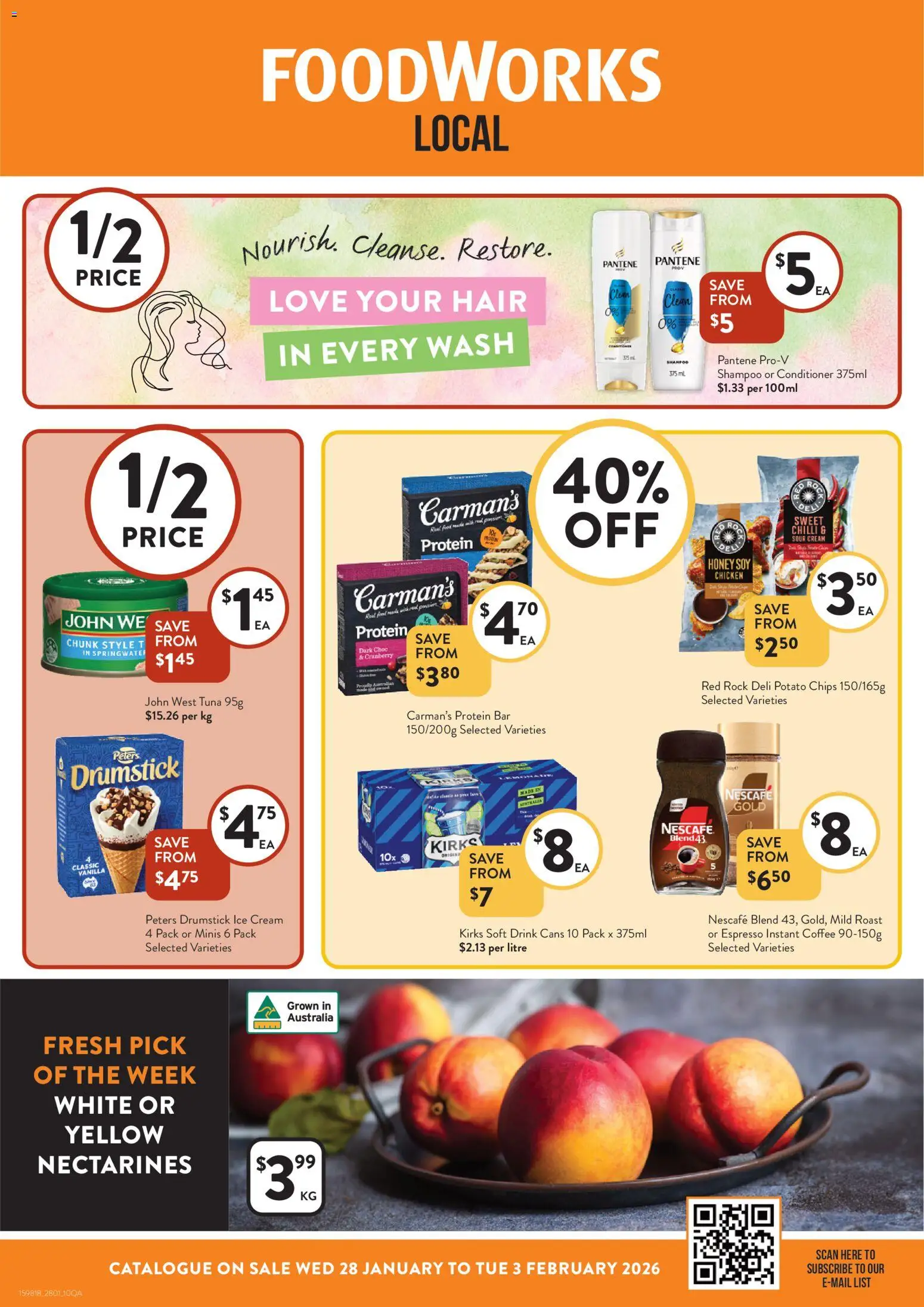 Foodworks catalogue - valid from 28.01.2026 | Page: 1 | Products: Shampoo, Honey, Chips, Nescafe