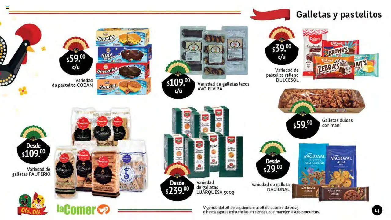 Nuevas ofertas de La Comer válidas en toda la República Mexicana desde el 26.09.2025. ¡Encuentra las mejores ofertas en La Comer folleto Olá, Olé! | Página: 14 | Productos: Dulces, Galletas, Cacao