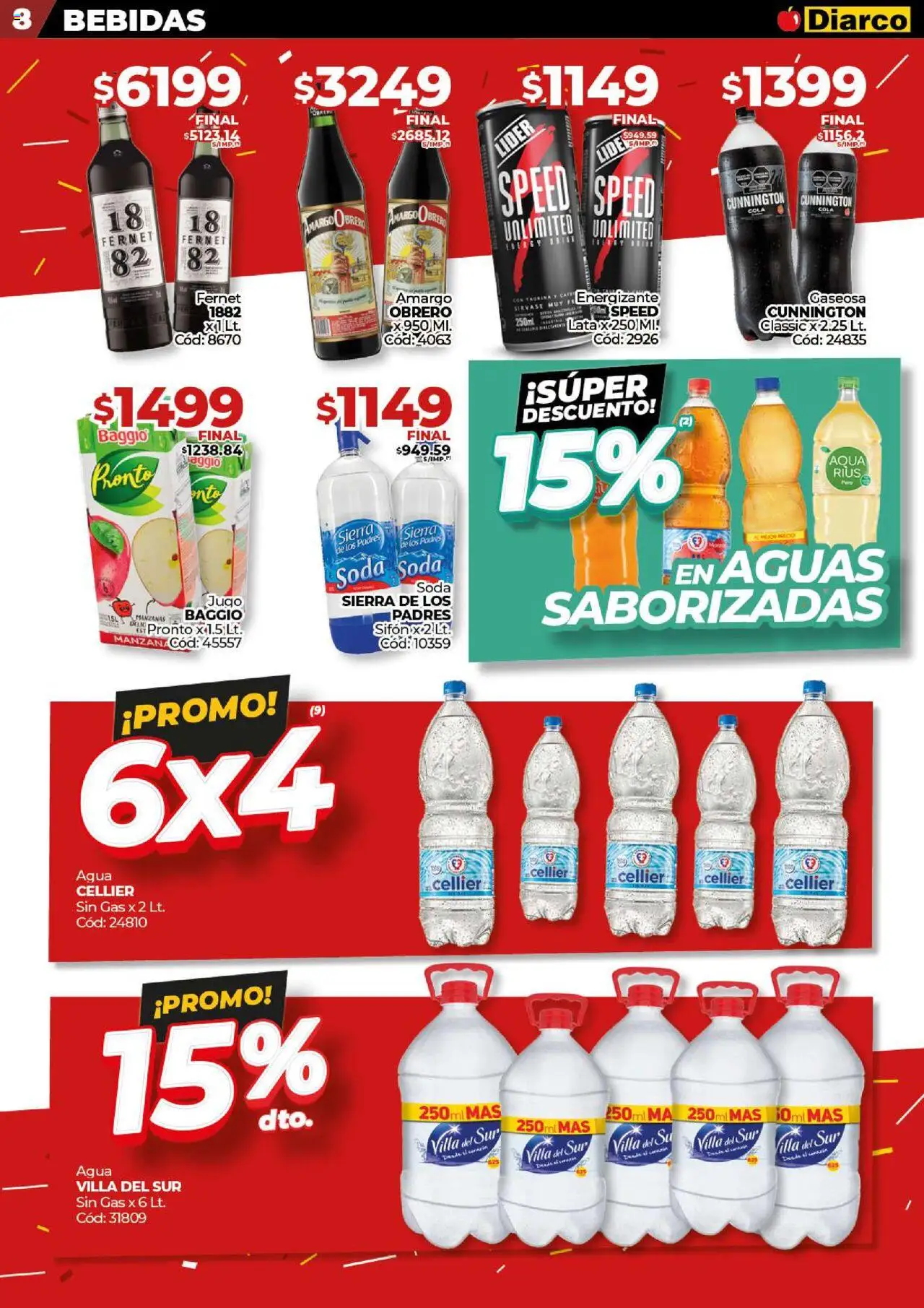 Diarco - Ofertas Interior │ válido desde el 08.09.2025 | Página: 8 | Productos: Fernet, Gaseosa, Soda, Sierra