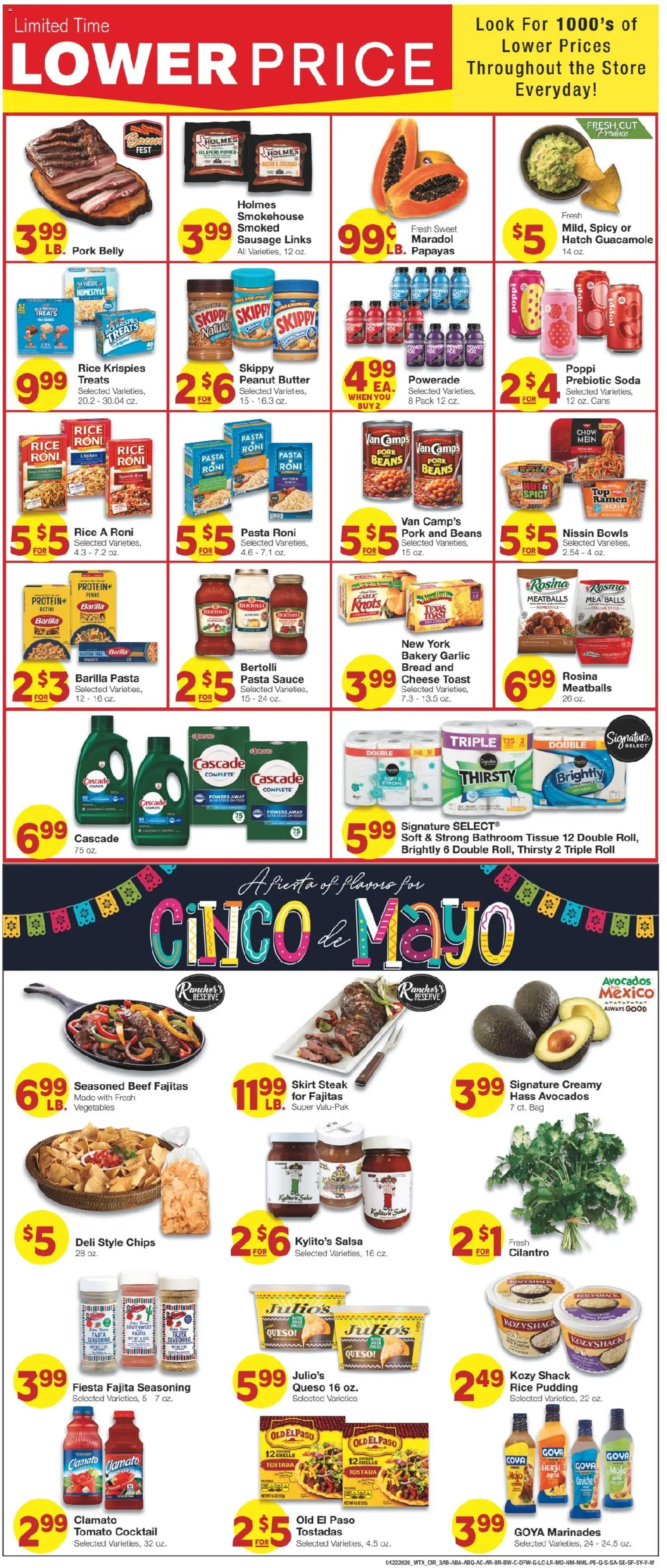 United Supermarkets Weekly Ad - valid from 22.04.2026 | Page: 3 | Products: Butter, Rice, Sauce, Sausage